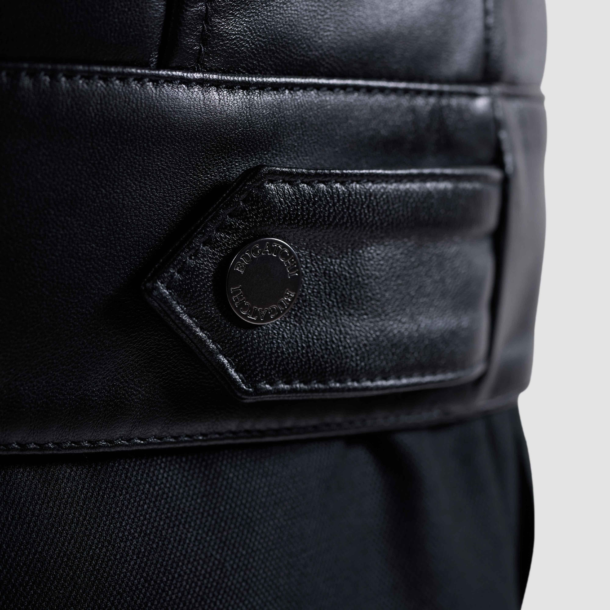 Leather Biker Jacket With Removable Shearling Collar