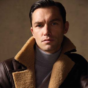 Shearling Lined Leather Biker Jacket