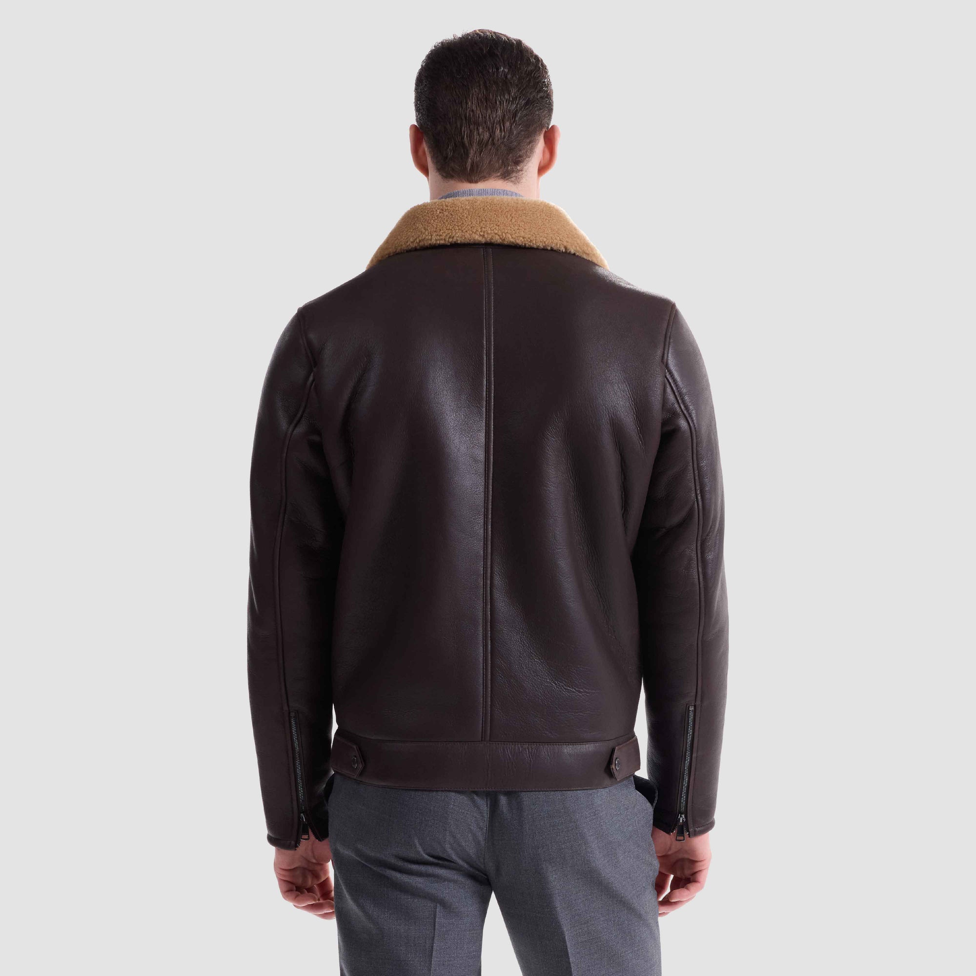Shearling Lined Leather Biker Jacket