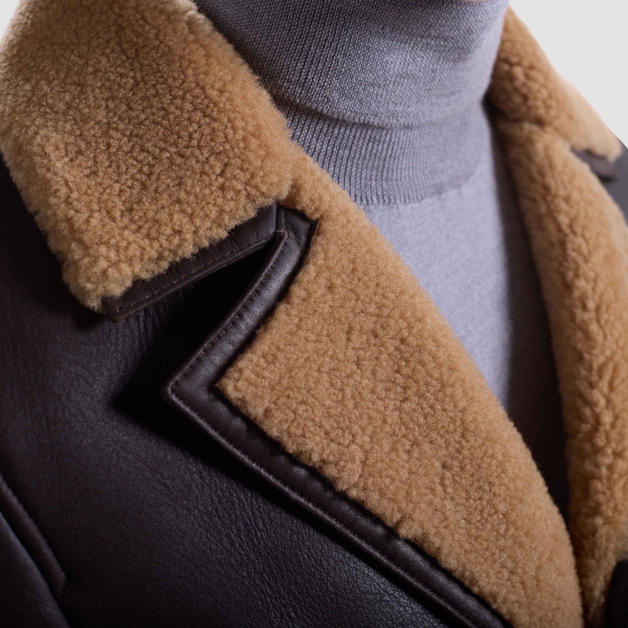 Shearling Lined Leather Biker Jacket