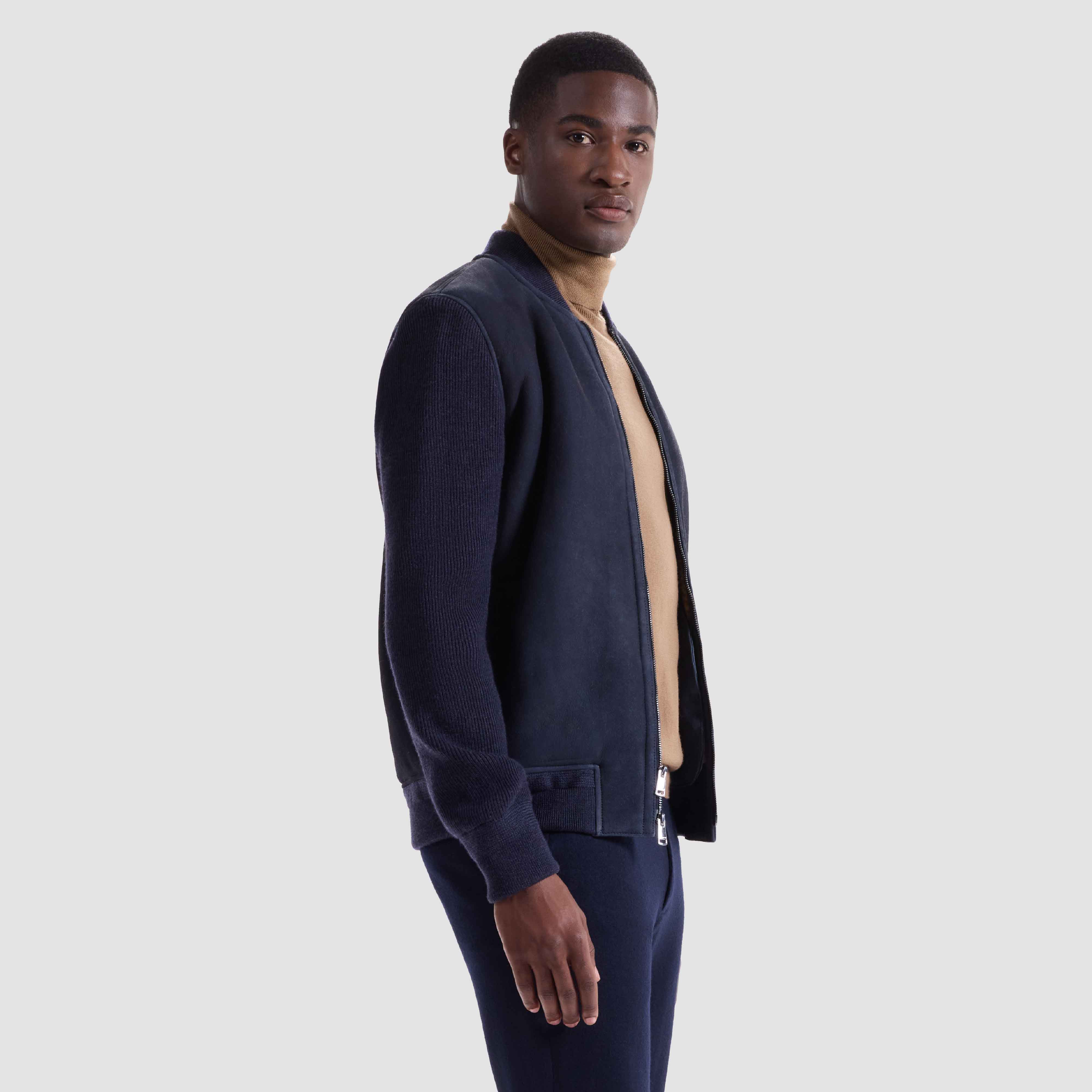 MANOF DOUBLE KNIT BALOON BLOUSONジャケット Lamb Shearling and Merino Wool Blouson – BUGATCHI
