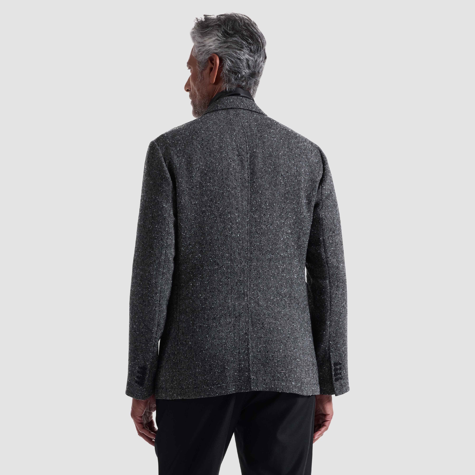 Herringbone Two-Button Blazer with Detachable Bib