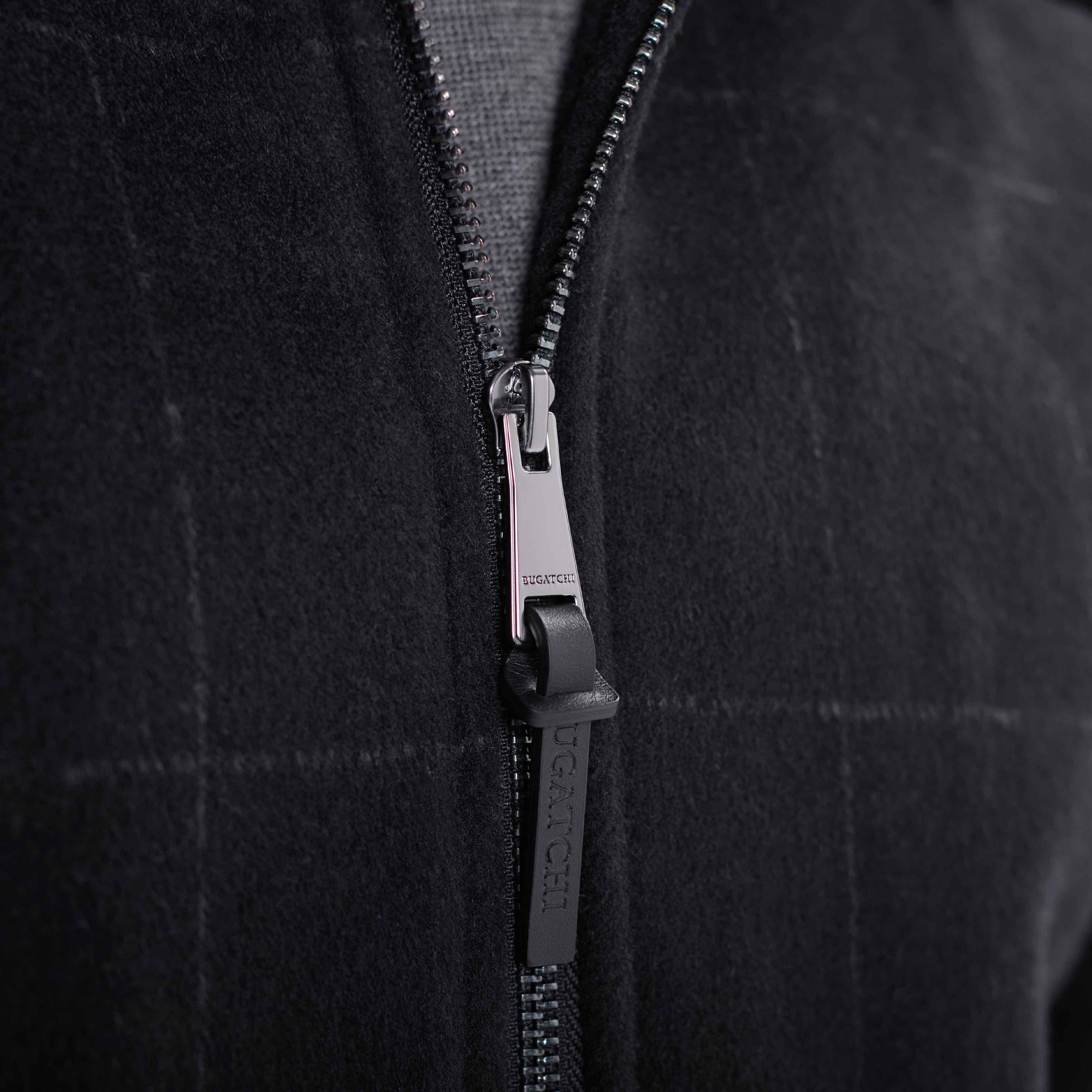 Windowpane Bomber Jacket with Removable Shearling Collar