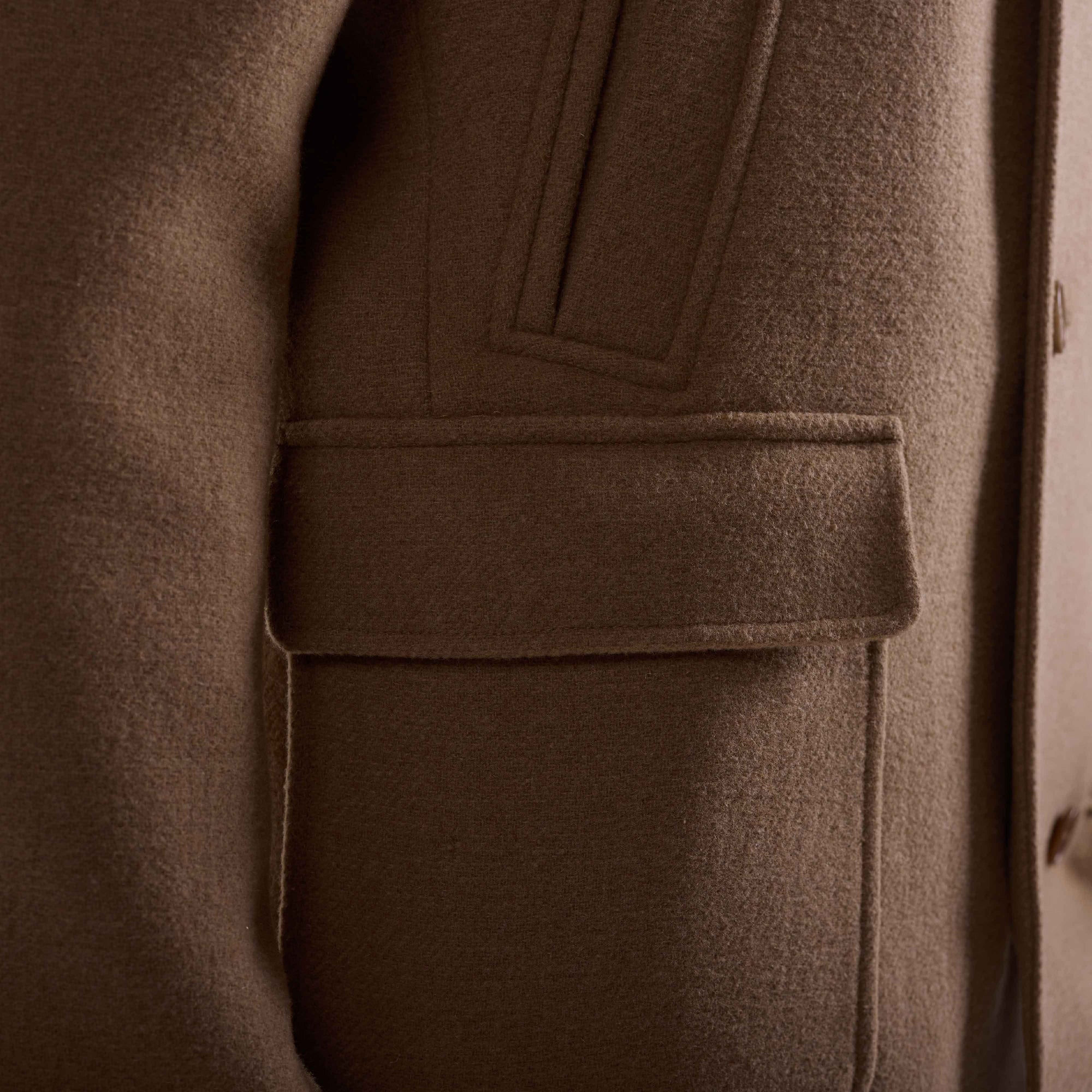 Tweed Peacoat With Leather Trim