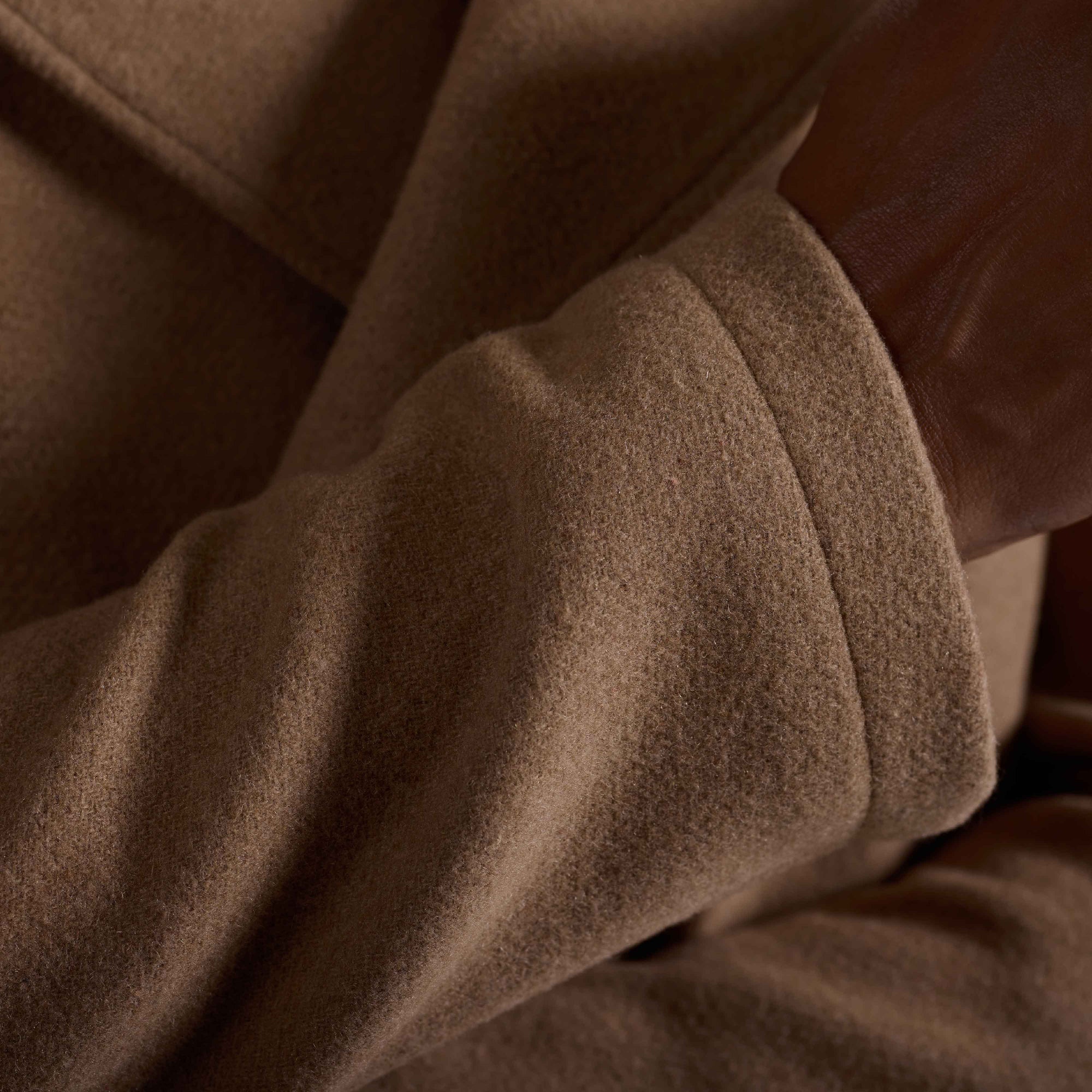 Tweed Peacoat With Leather Trim