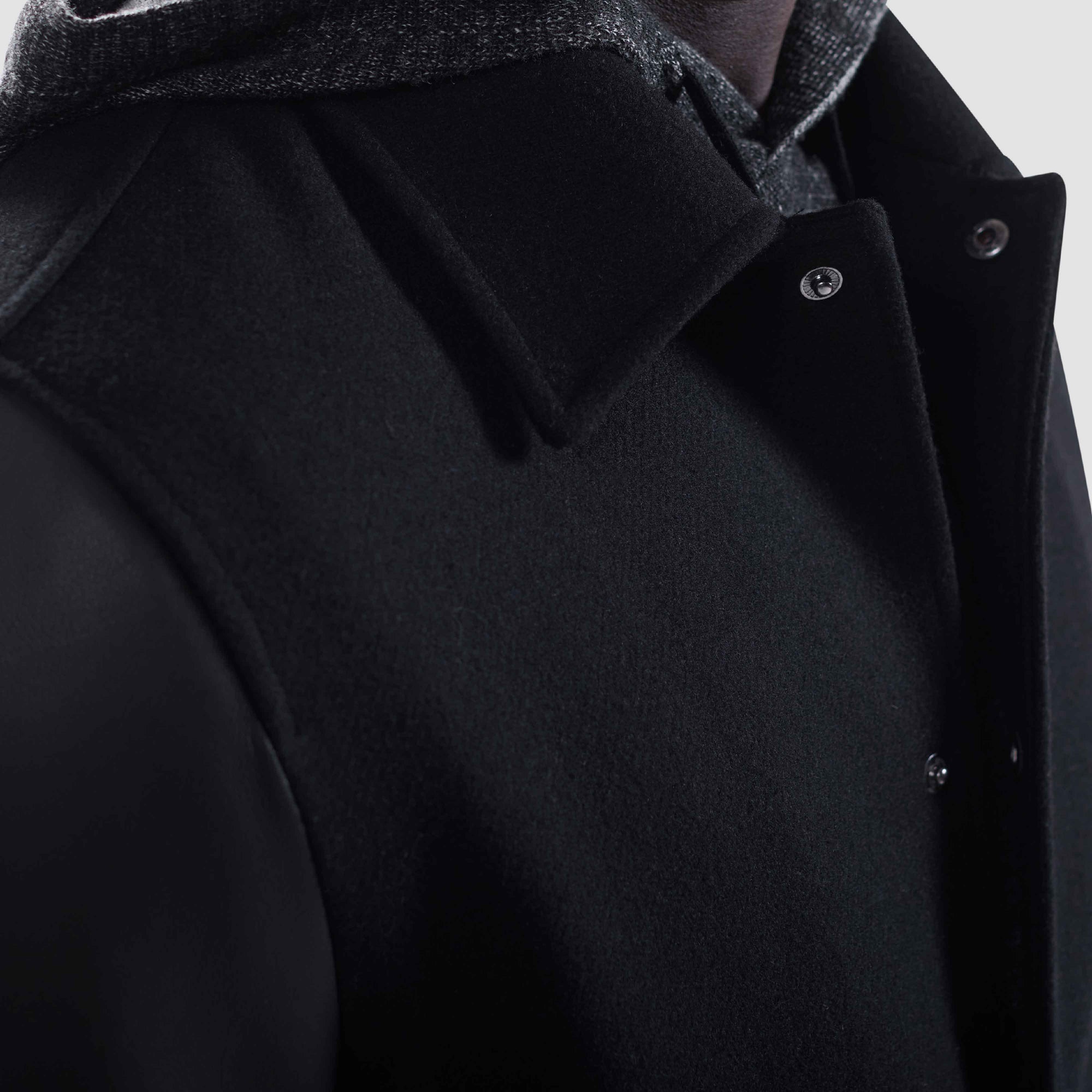 Tweed Blouson With Leather Sleeves