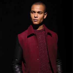 Tweed Blouson With Leather Sleeves