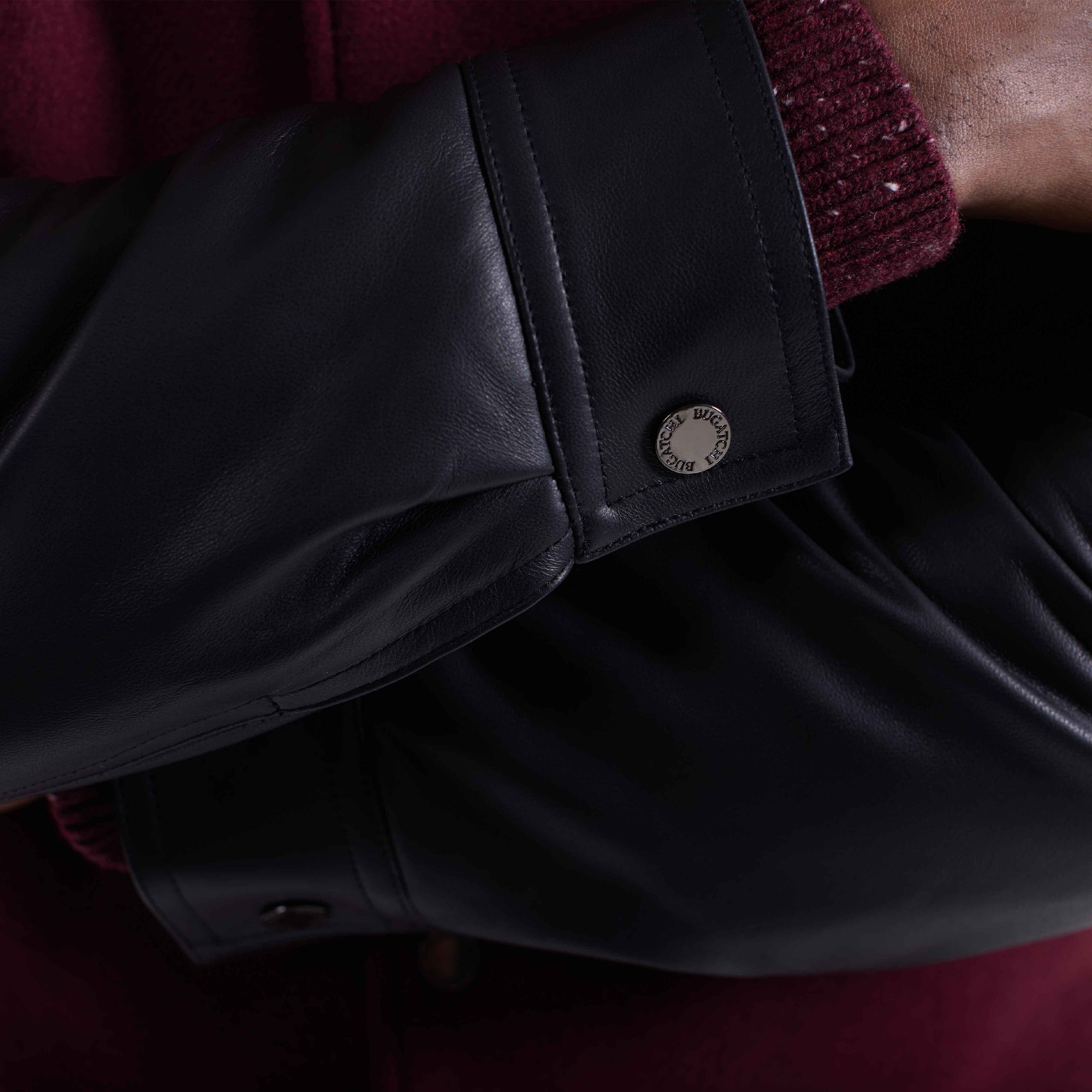 Tweed Blouson With Leather Sleeves