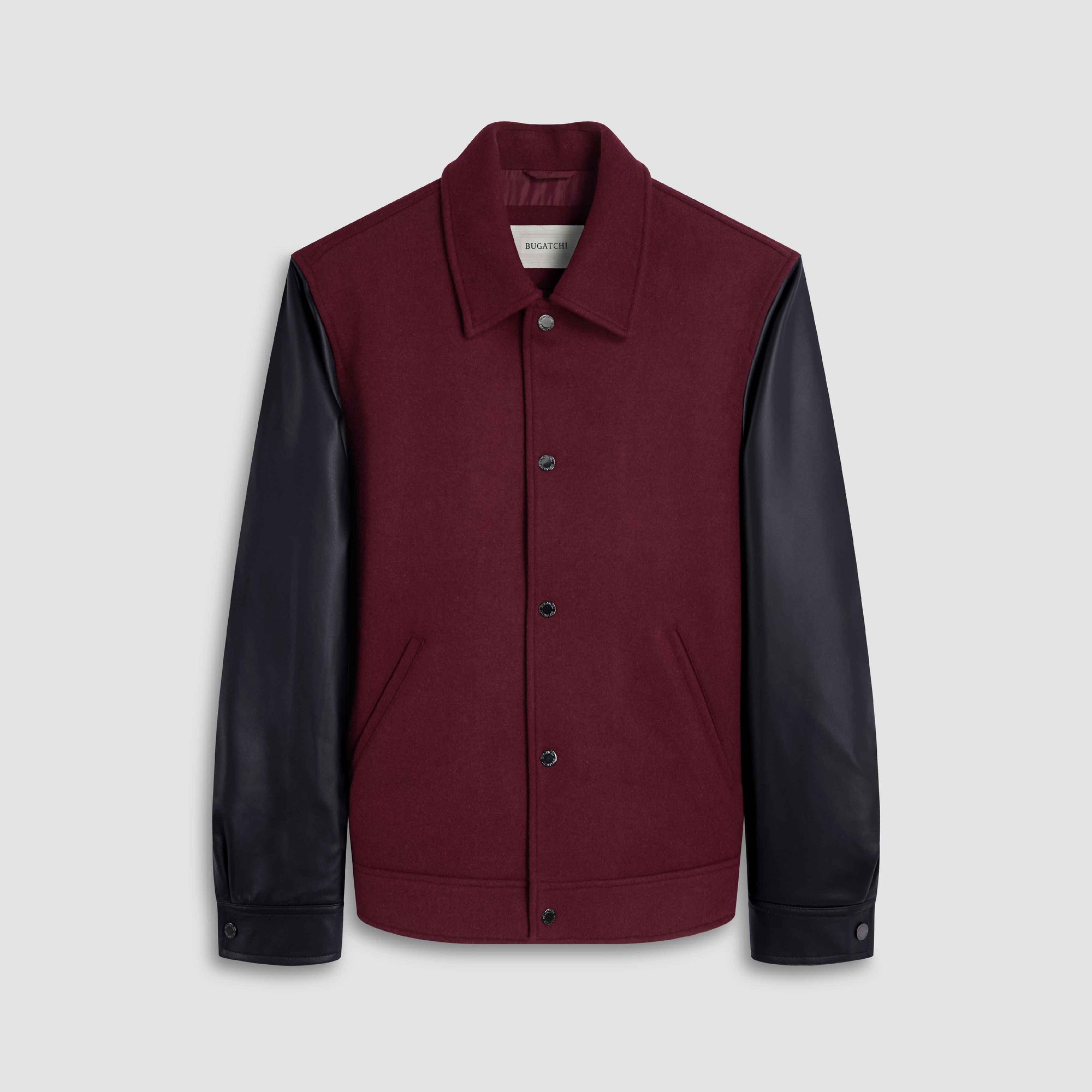 Tweed Blouson With Leather Sleeves