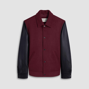 Blouson Jacket with Leather Sleeves