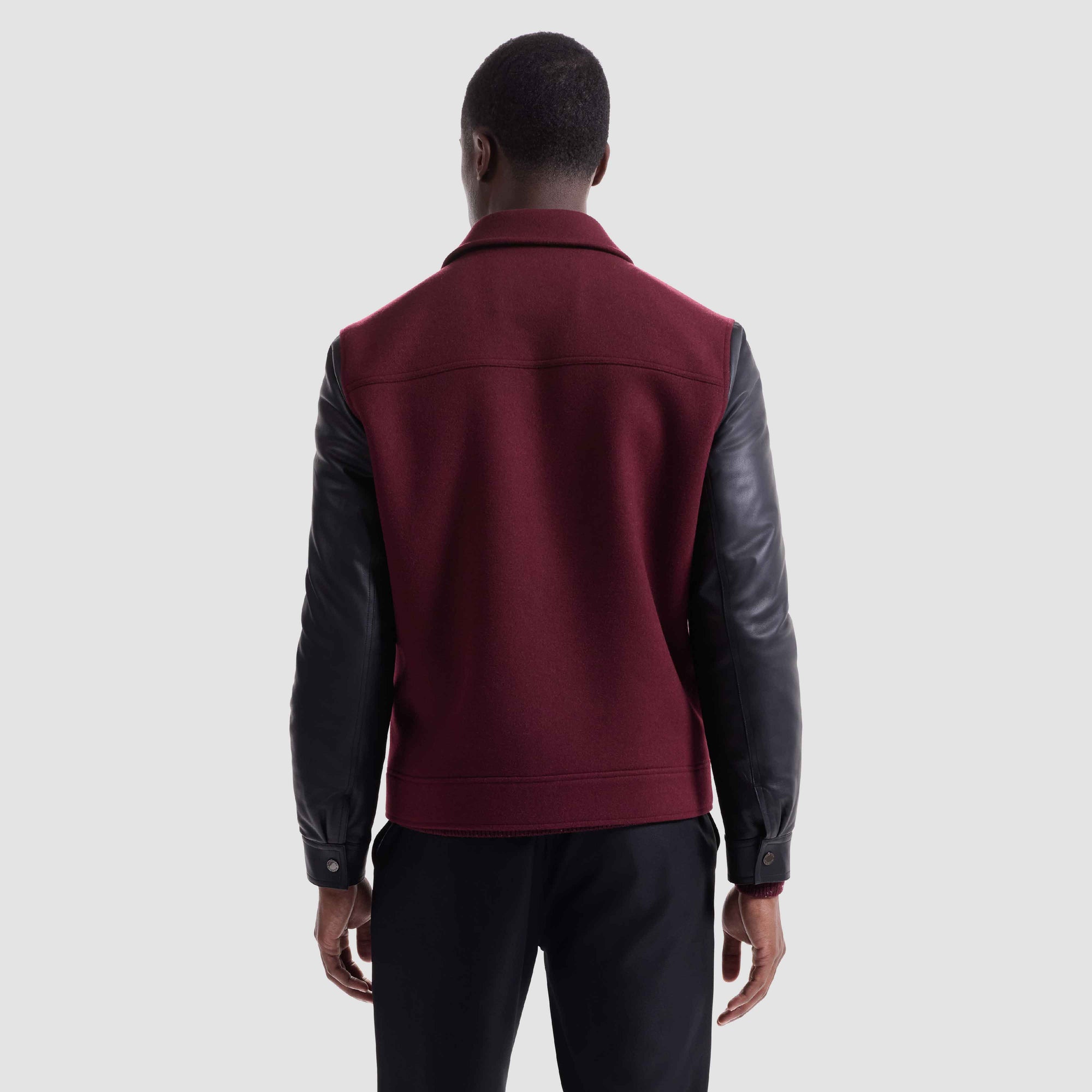 Tweed Blouson With Leather Sleeves