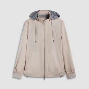 Nylon Windbreaker With Detachable Hood
