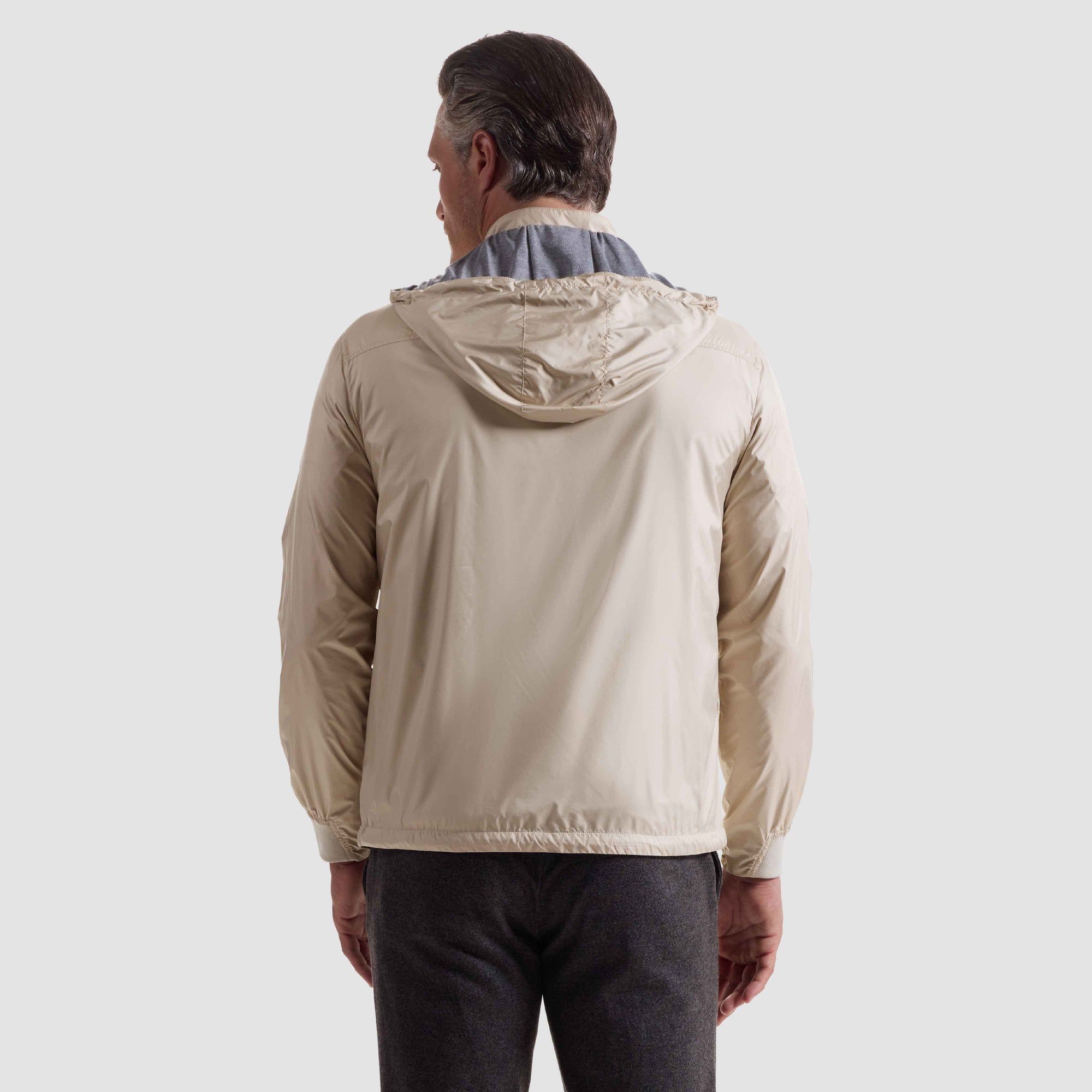 Nylon Windbreaker With Detachable Hood