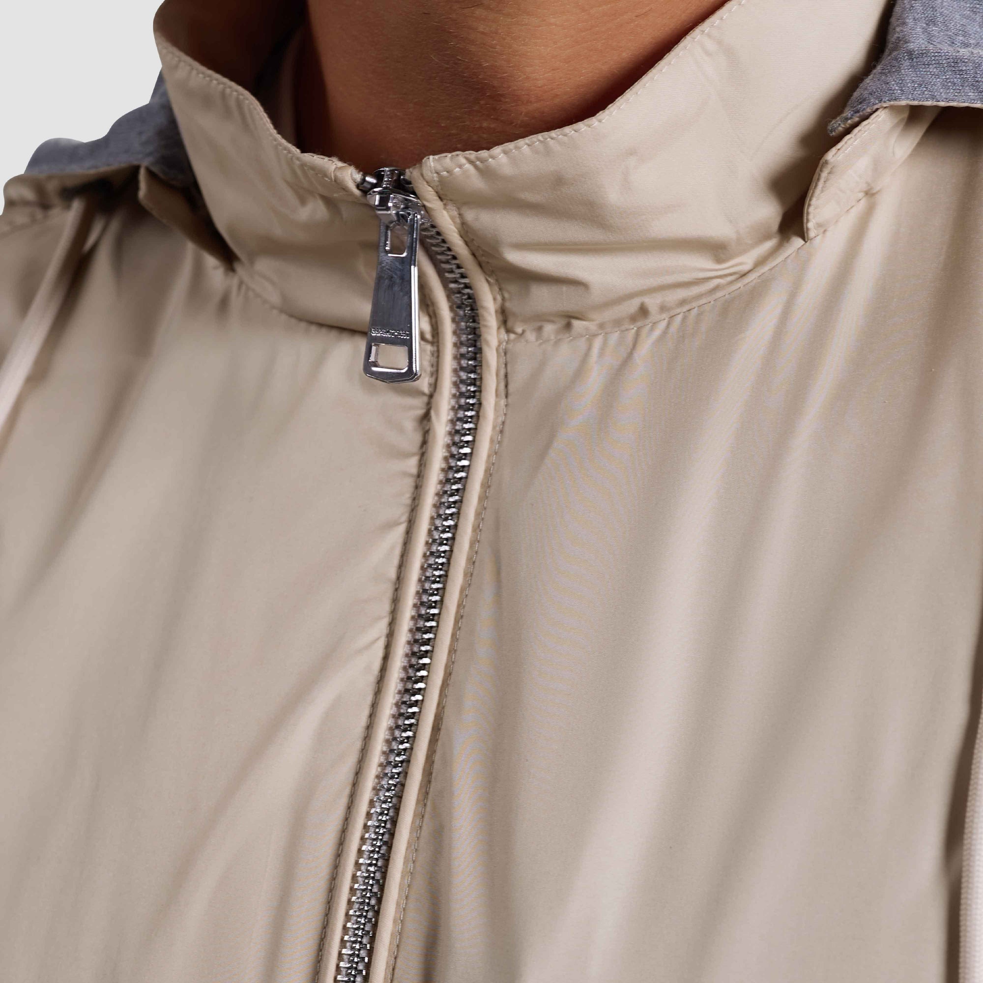 Nylon Windbreaker With Detachable Hood
