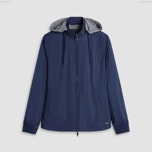 Nylon Windbreaker With Detachable Hood