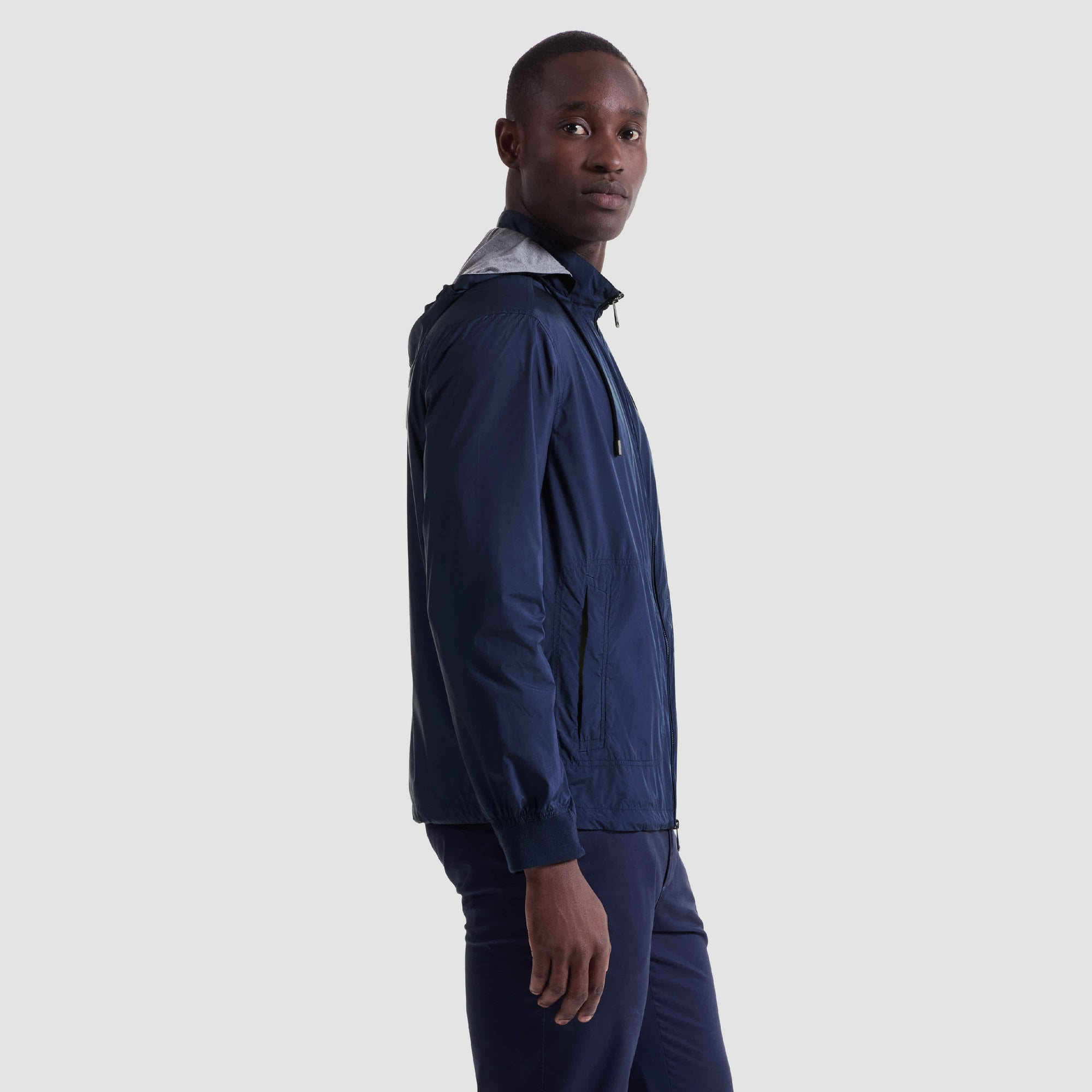Nylon Windbreaker With Detachable Hood