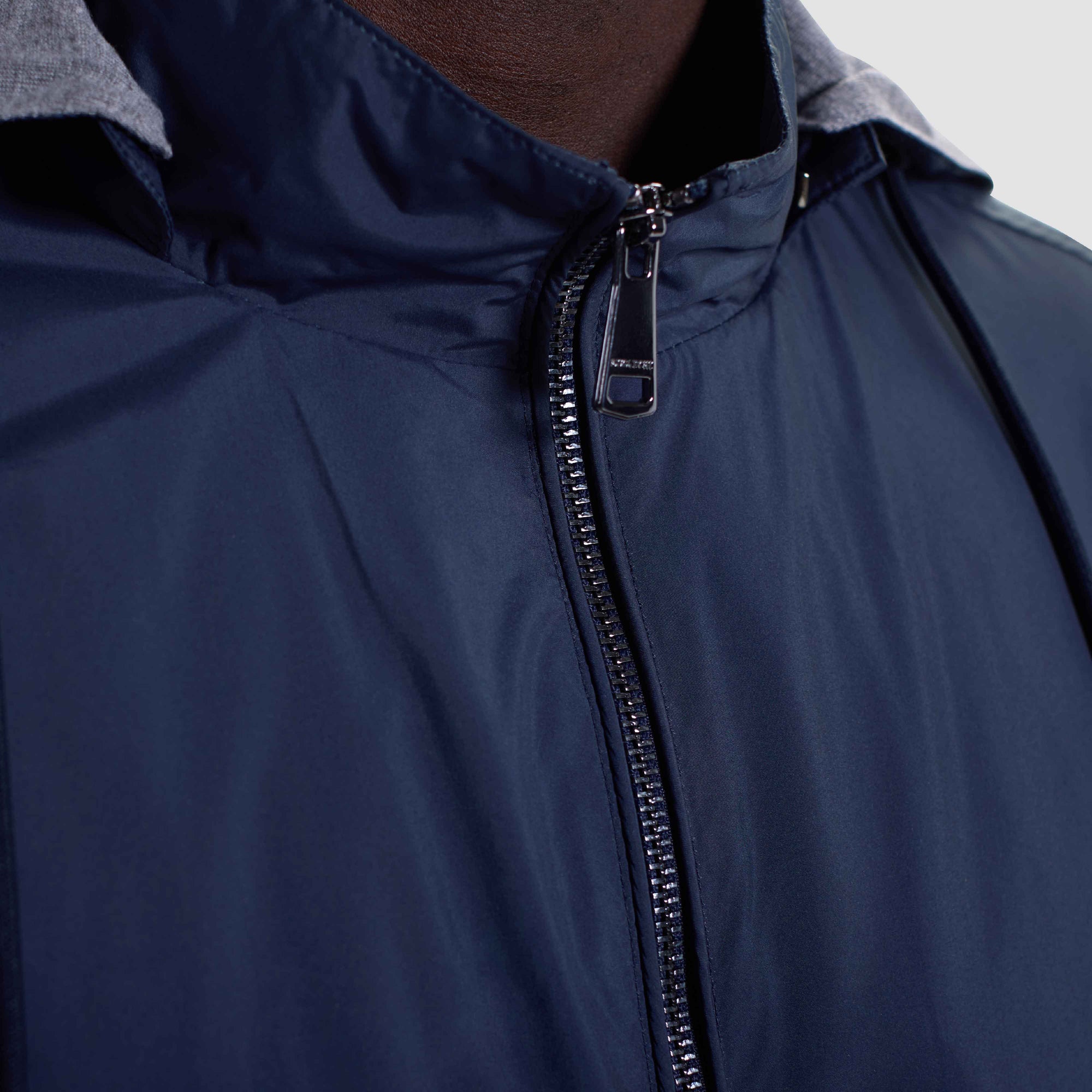 Nylon Windbreaker With Detachable Hood