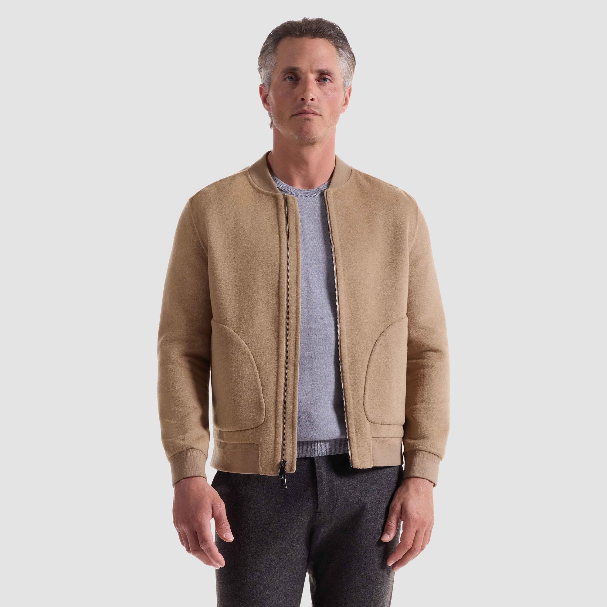 Double-Faced Brushed Bomber Jacket