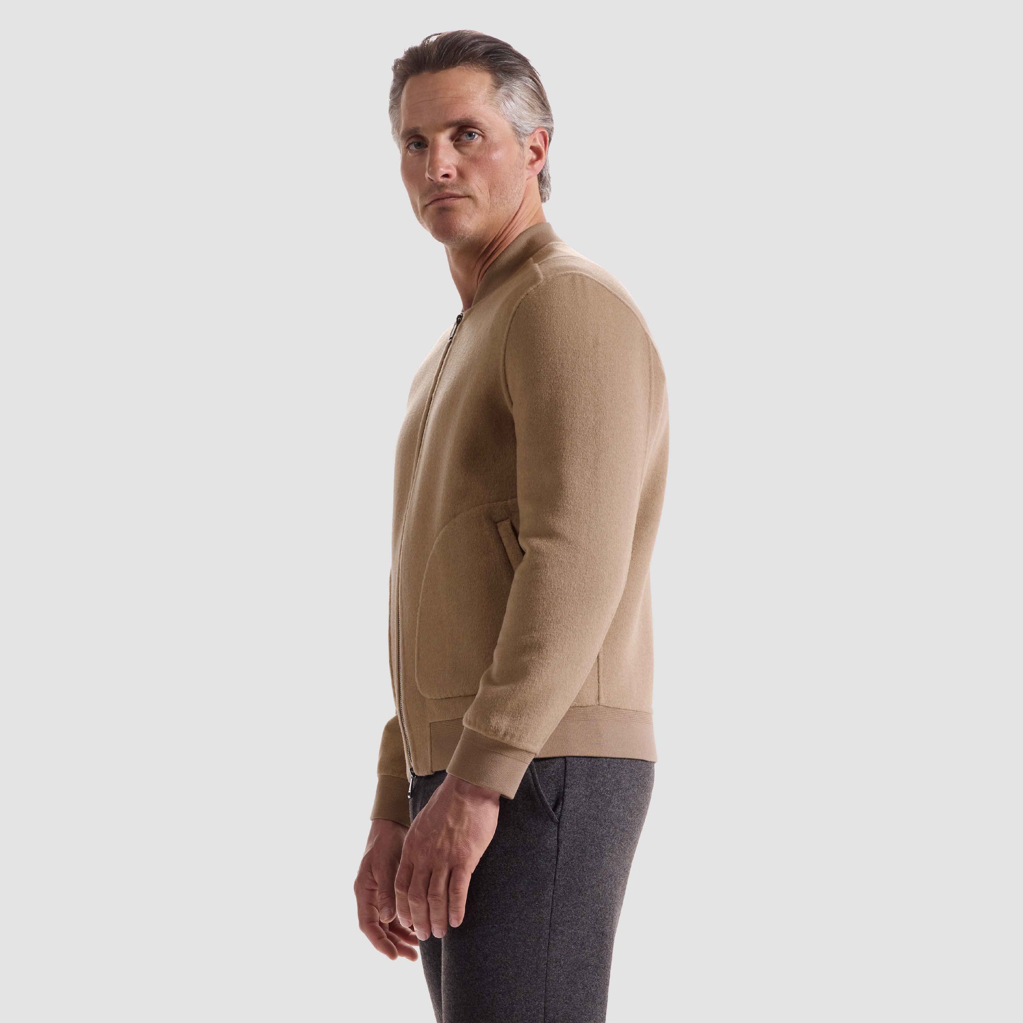 Double-Faced Brushed Bomber Jacket