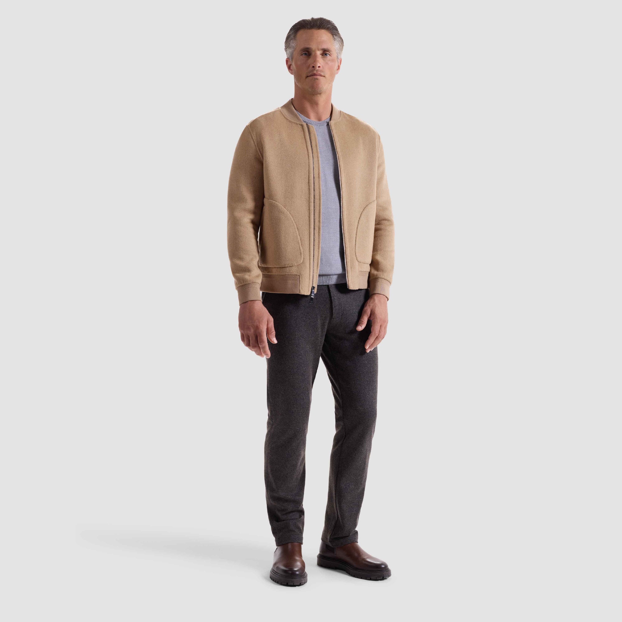 Double-Faced Brushed Bomber Jacket