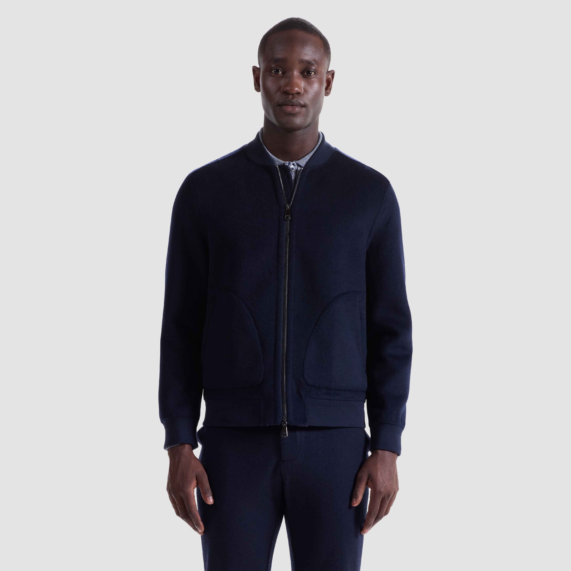 Double-Faced Brushed Bomber Jacket