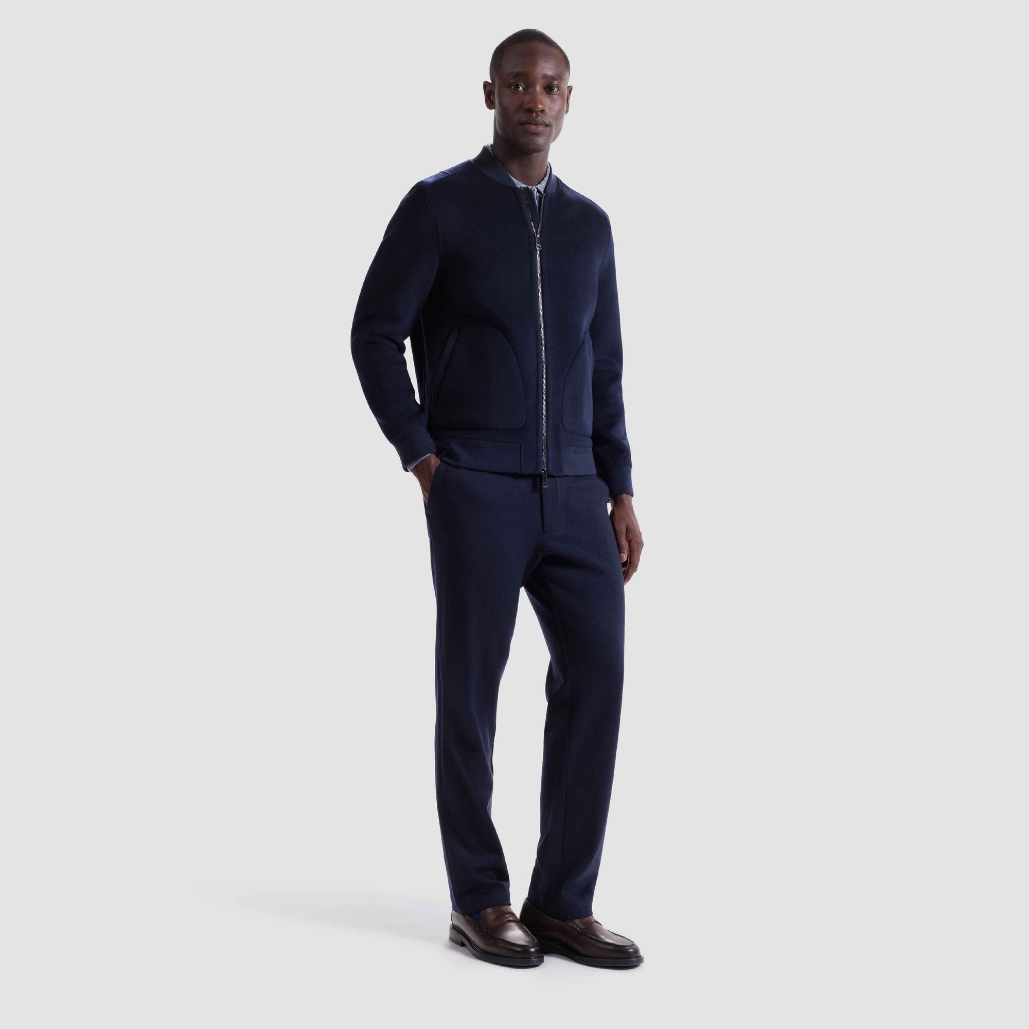 Double-Faced Brushed Bomber Jacket