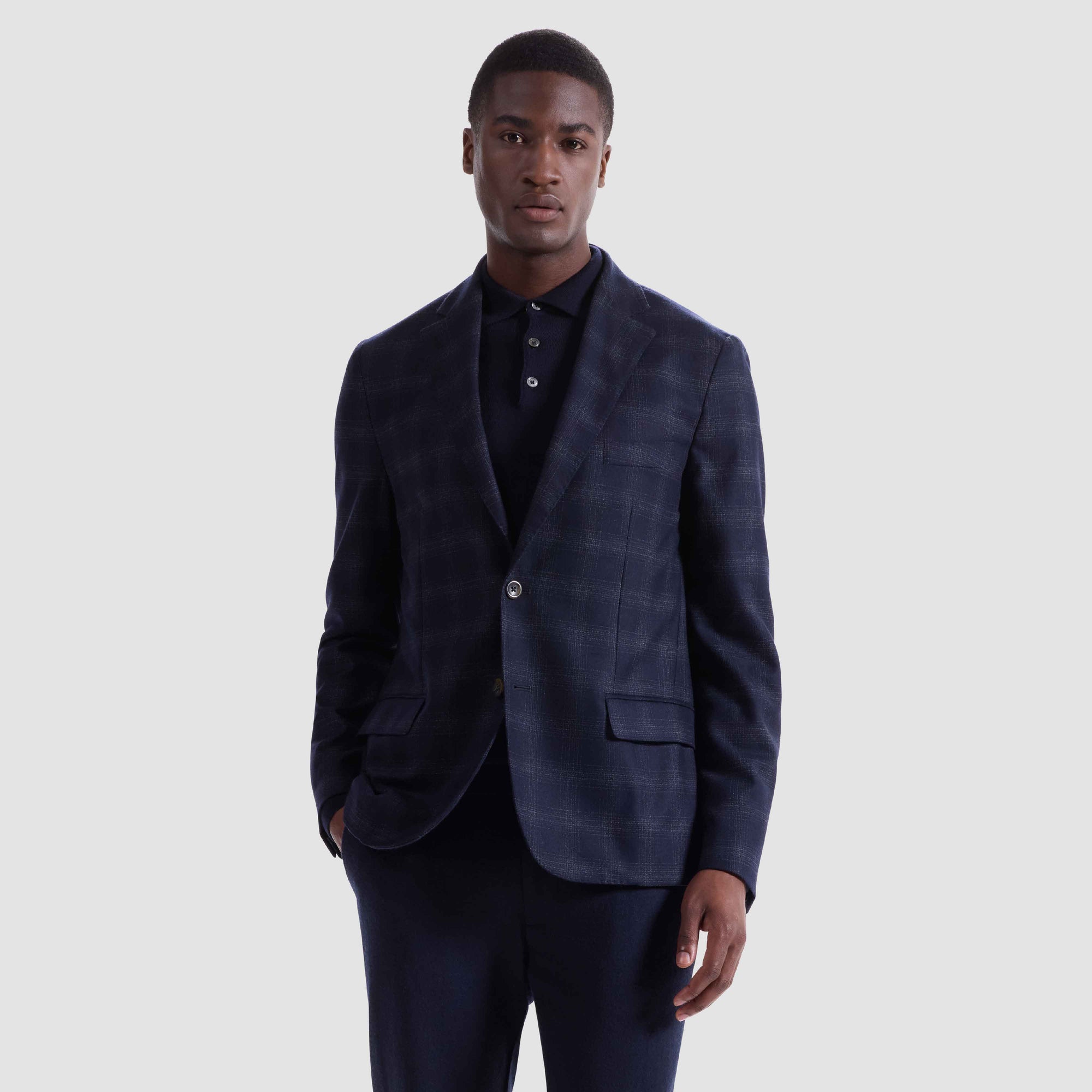 Windowpane Check Two-Button Blazer