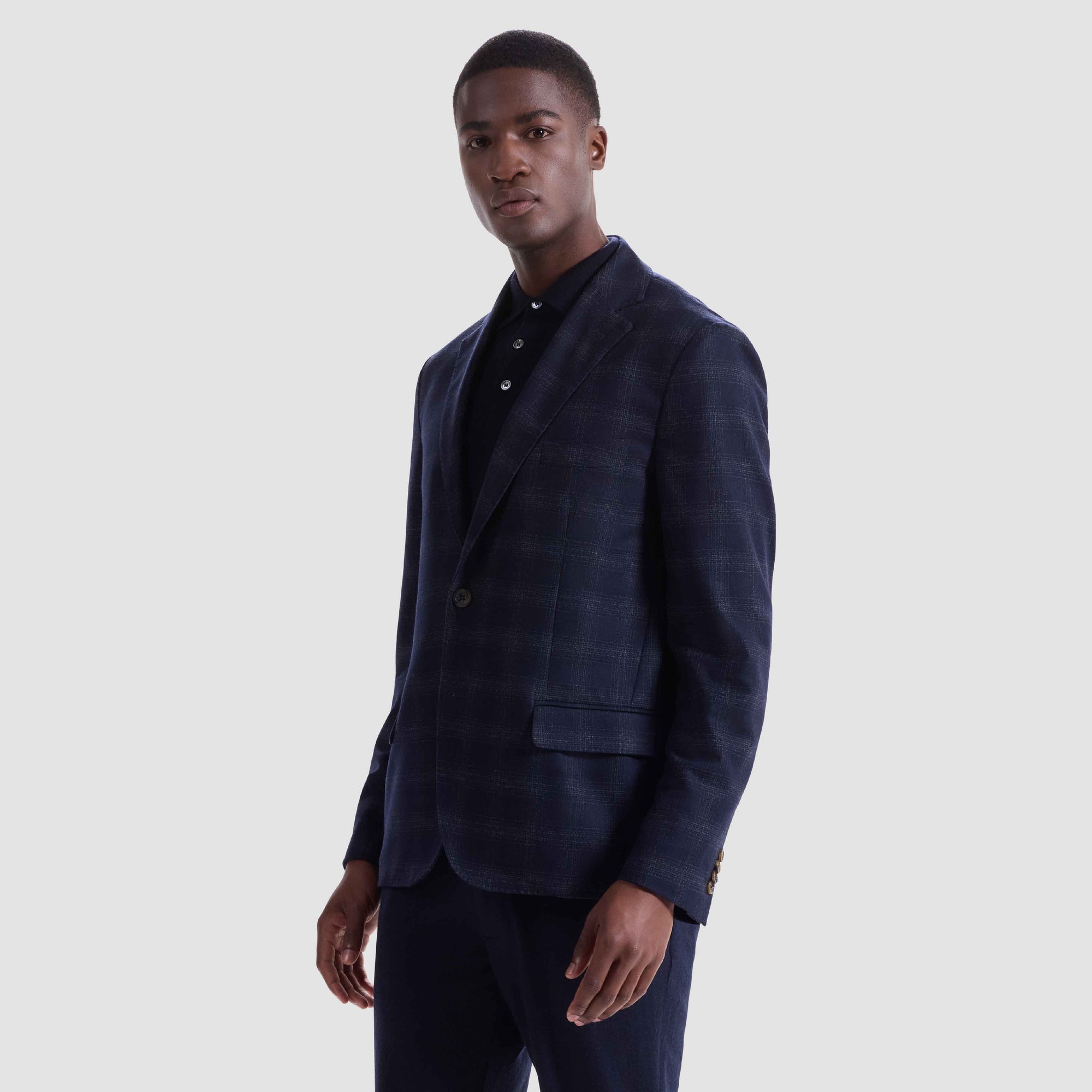 Windowpane Check Two-Button Blazer