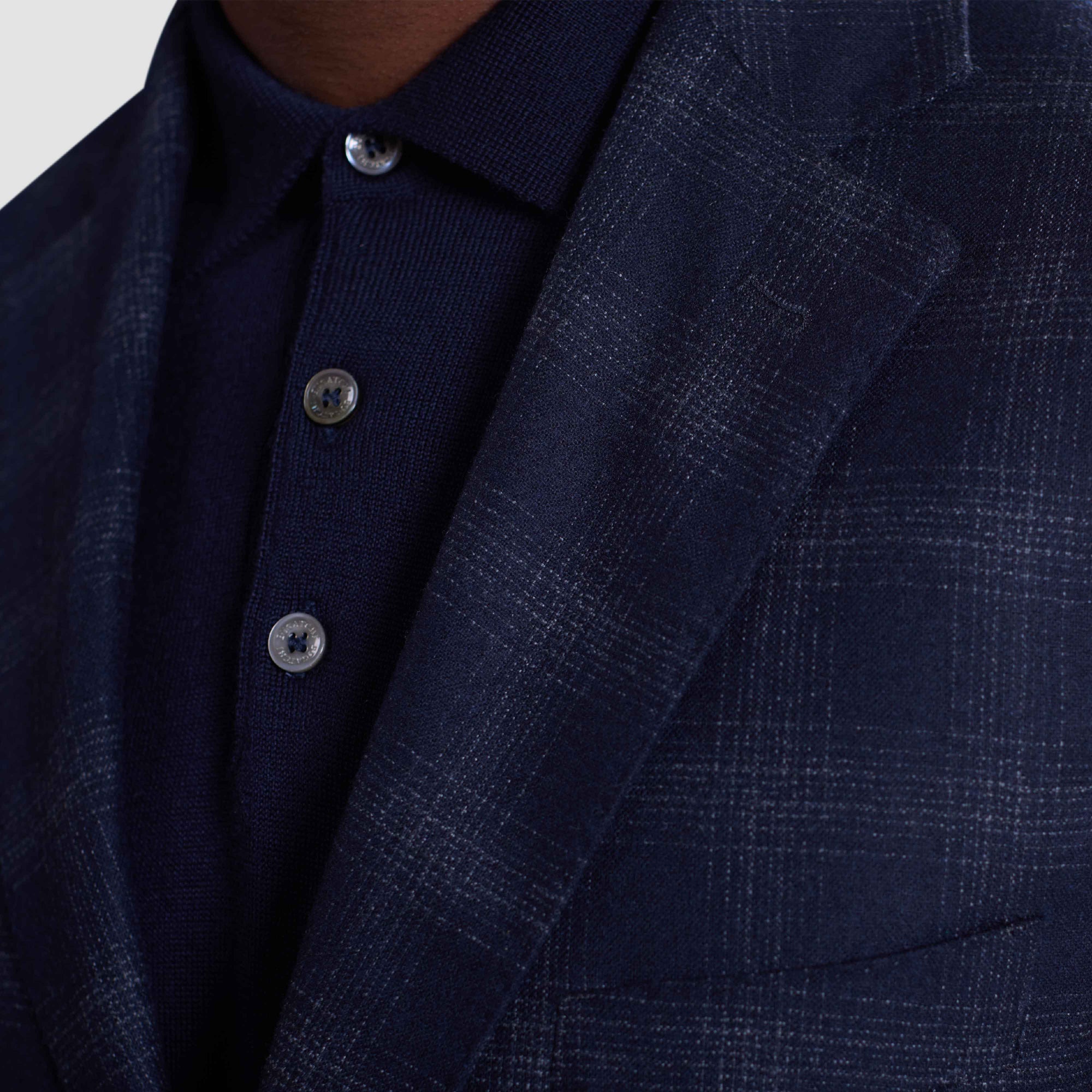 Windowpane Check Two-Button Blazer