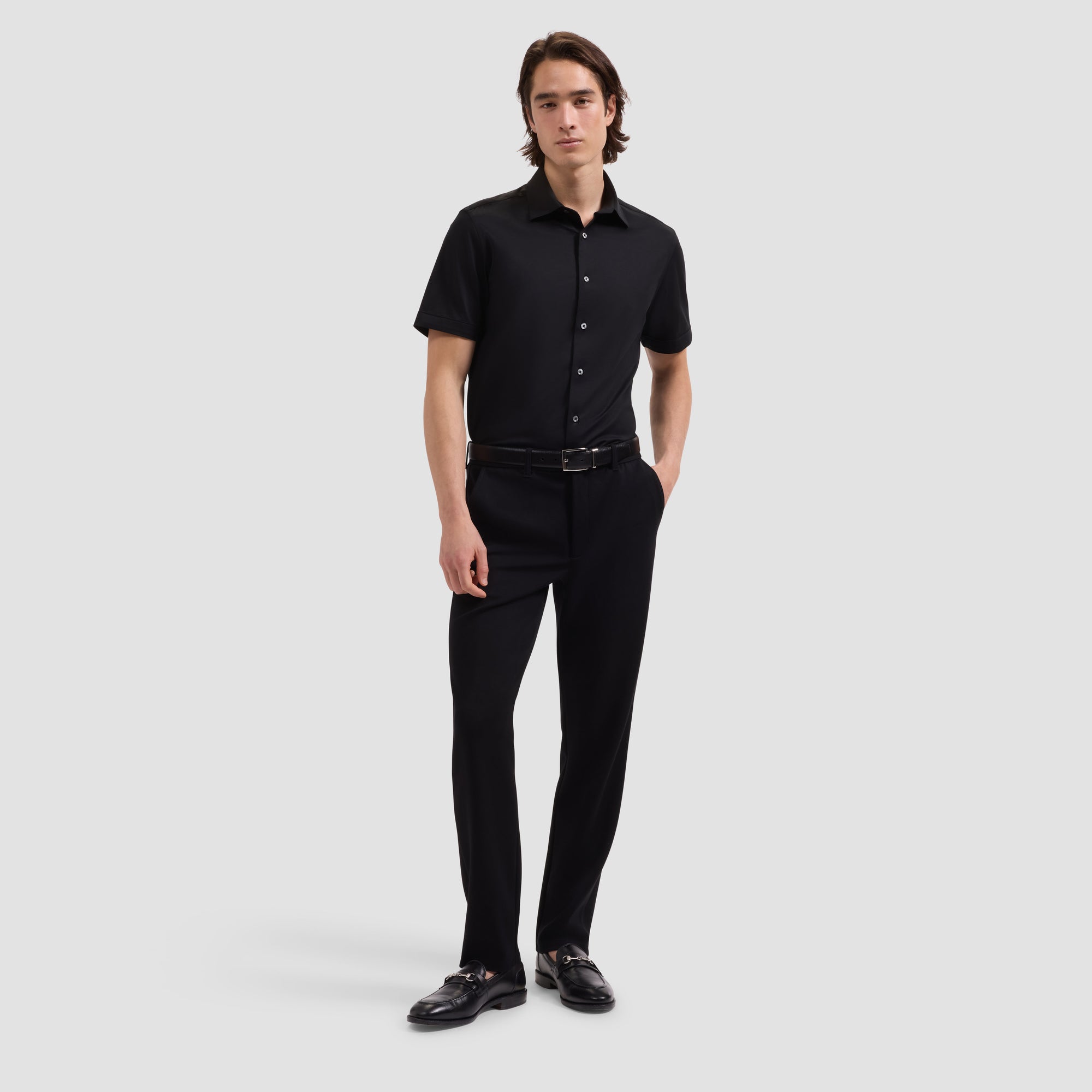 Miles Solid OoohCotton Short Sleeve Shirt Black / S