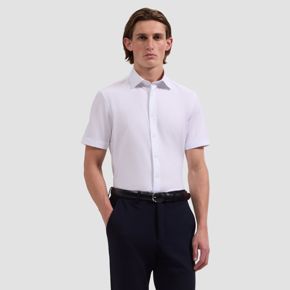 bugatchi white dress shirt BUGATCHI Mens Small Button Up Shirt White Stripe Contrast Cuffs Shaped Fit
