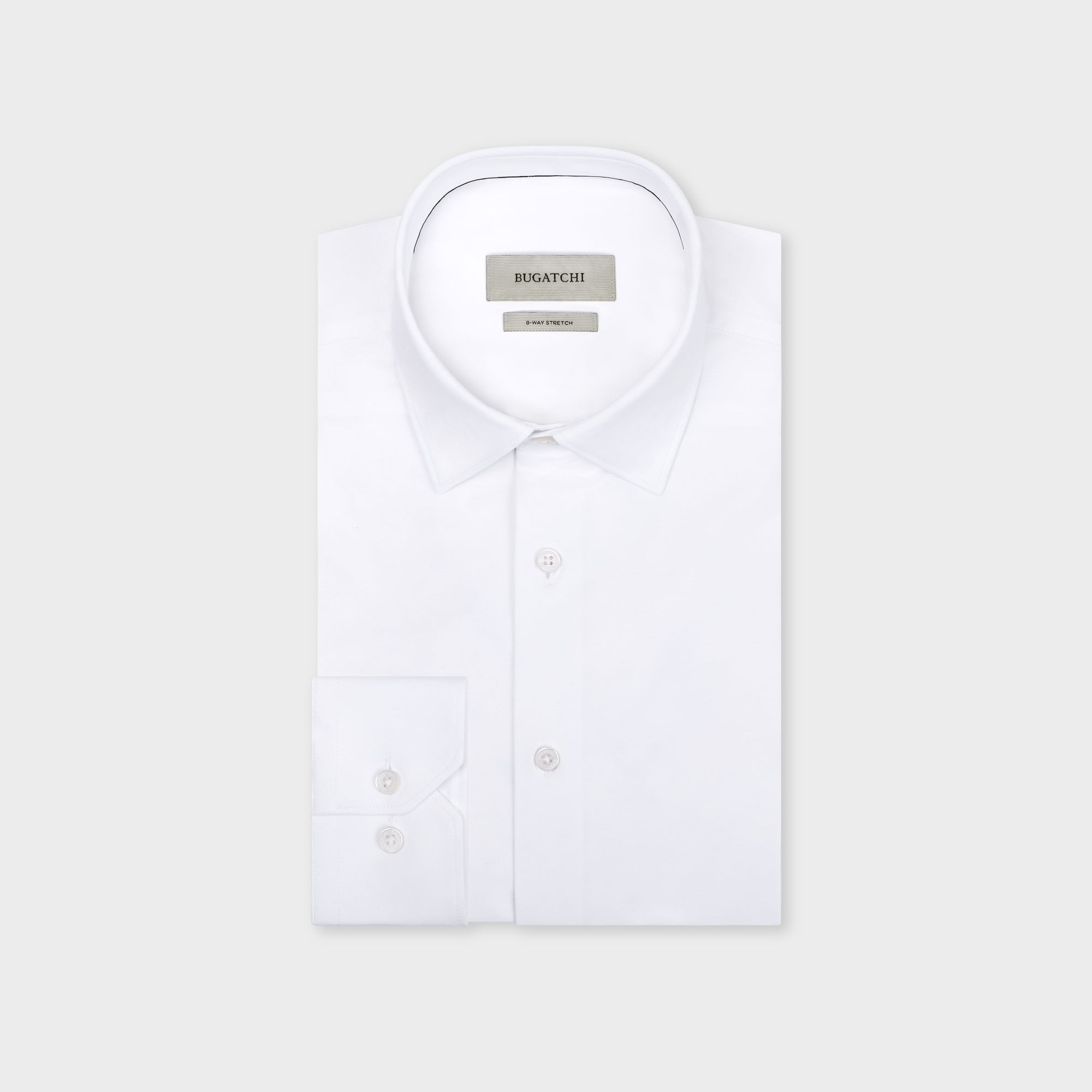 bugatchi mens dress shirts Solid Print OoohCotton Shirt White / L