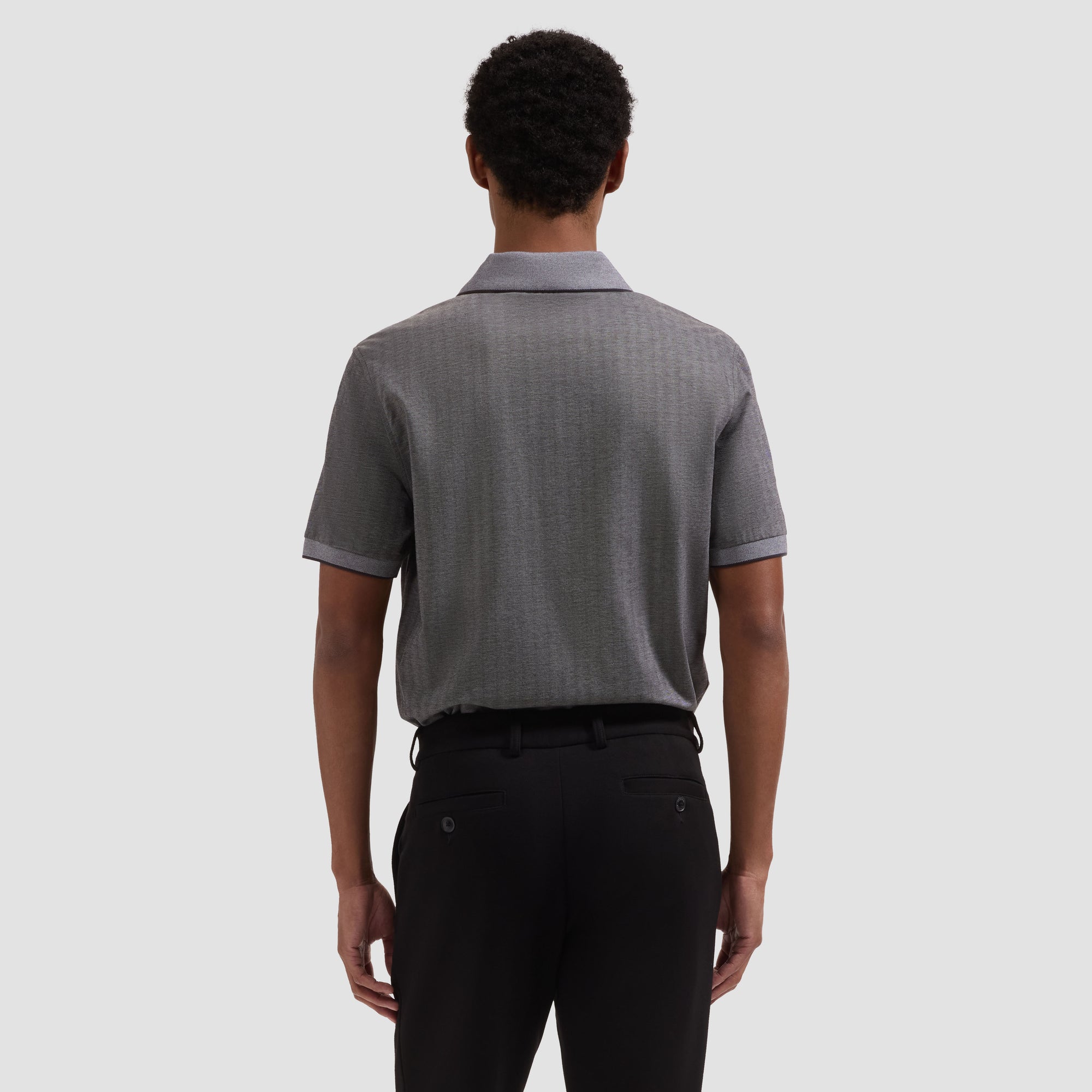 Performance Micro Herringbone Johnny Collar Polo