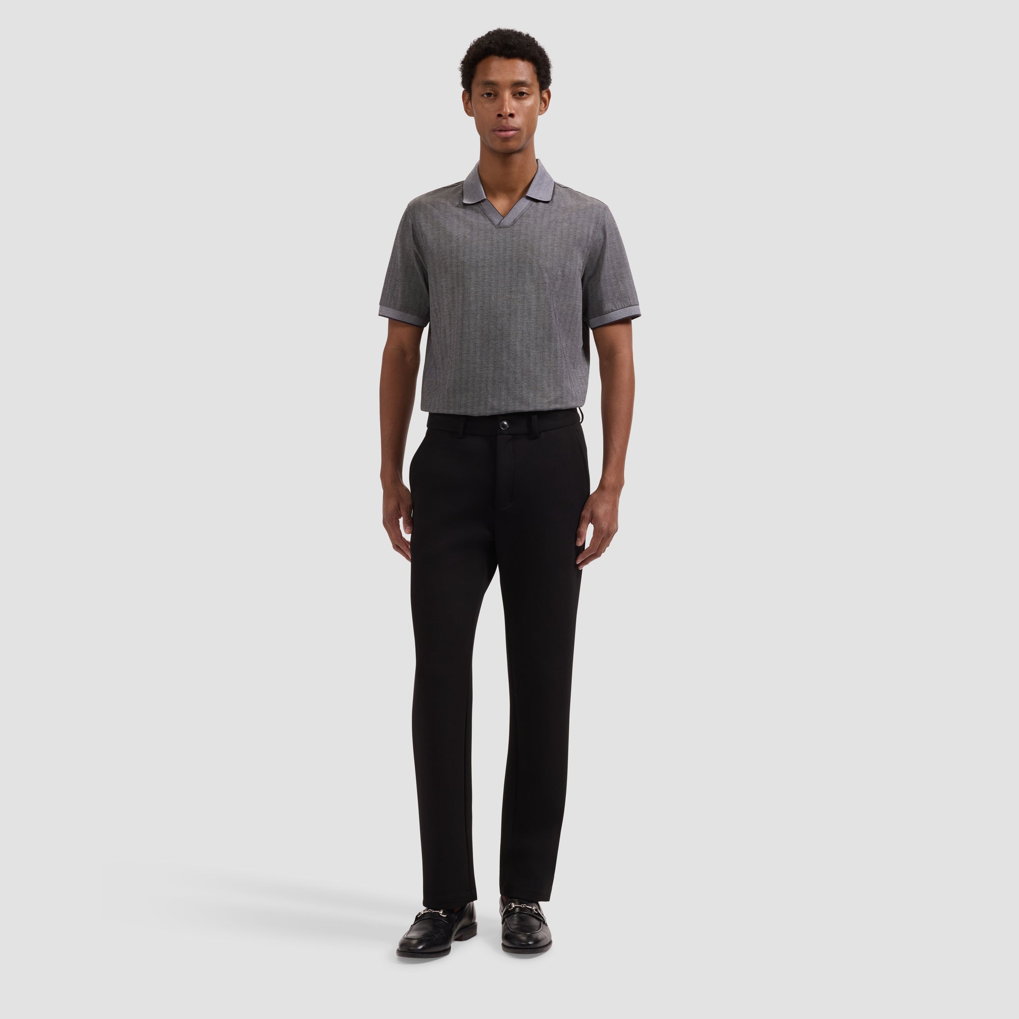 Performance Micro Herringbone Johnny Collar Polo