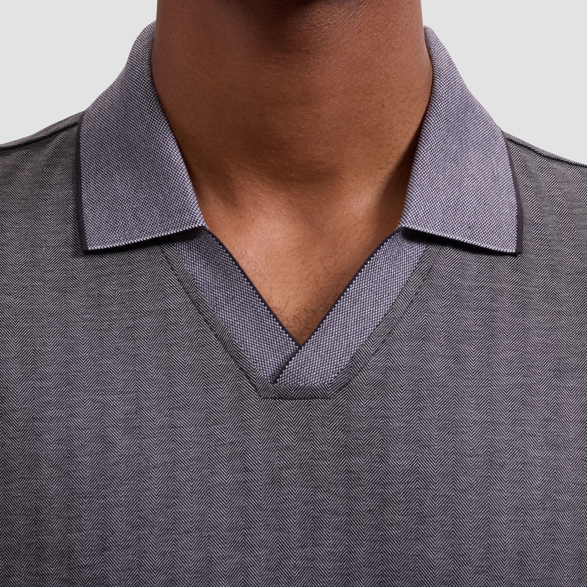 Performance Micro Herringbone Johnny Collar Polo