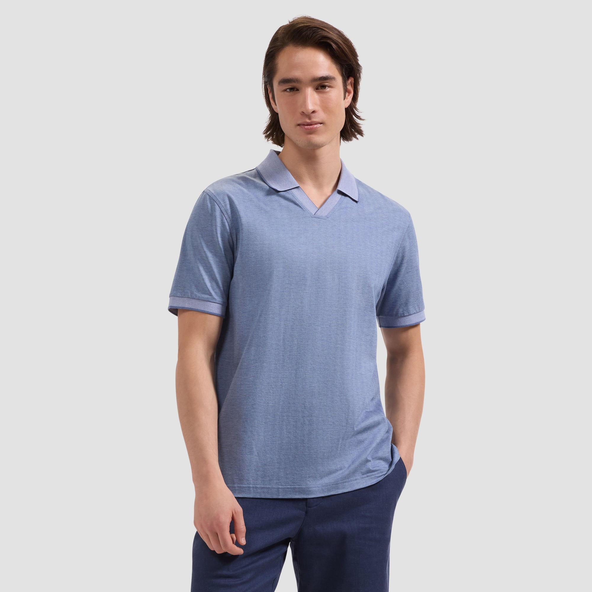 Performance Micro Herringbone Johnny Collar Polo