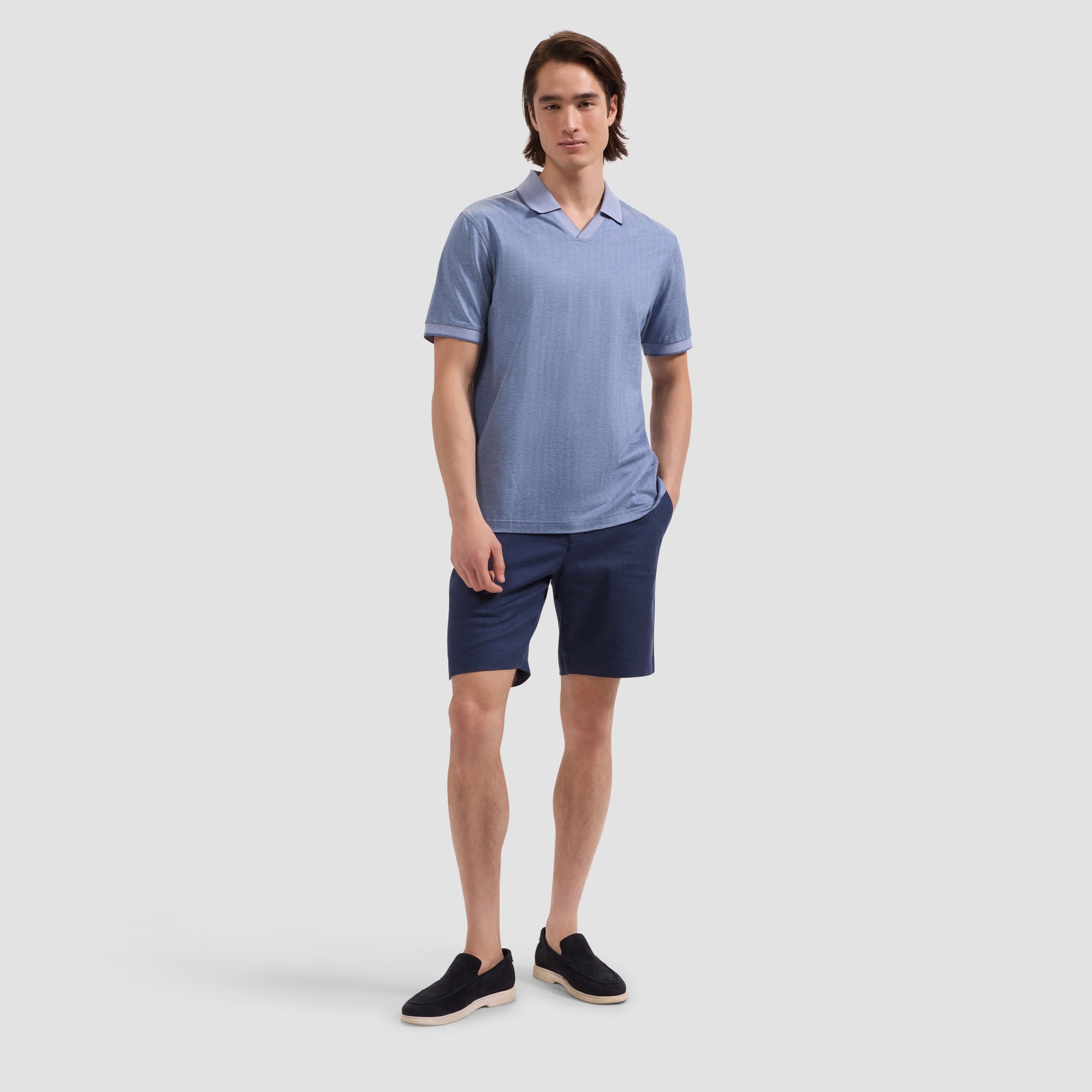 Performance Micro Herringbone Johnny Collar Polo