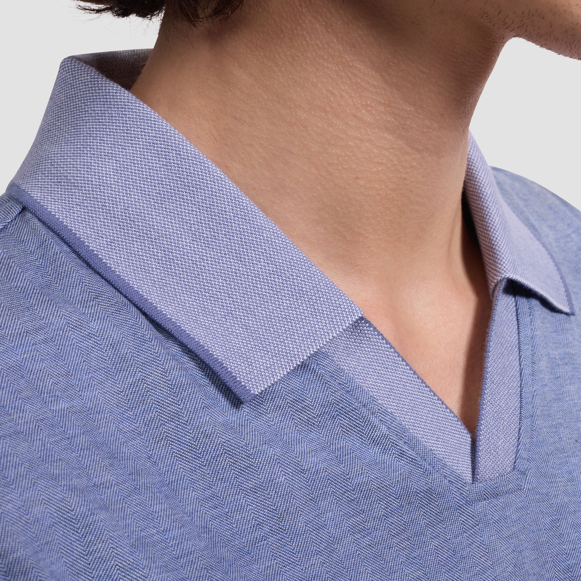 Performance Micro Herringbone Johnny Collar Polo