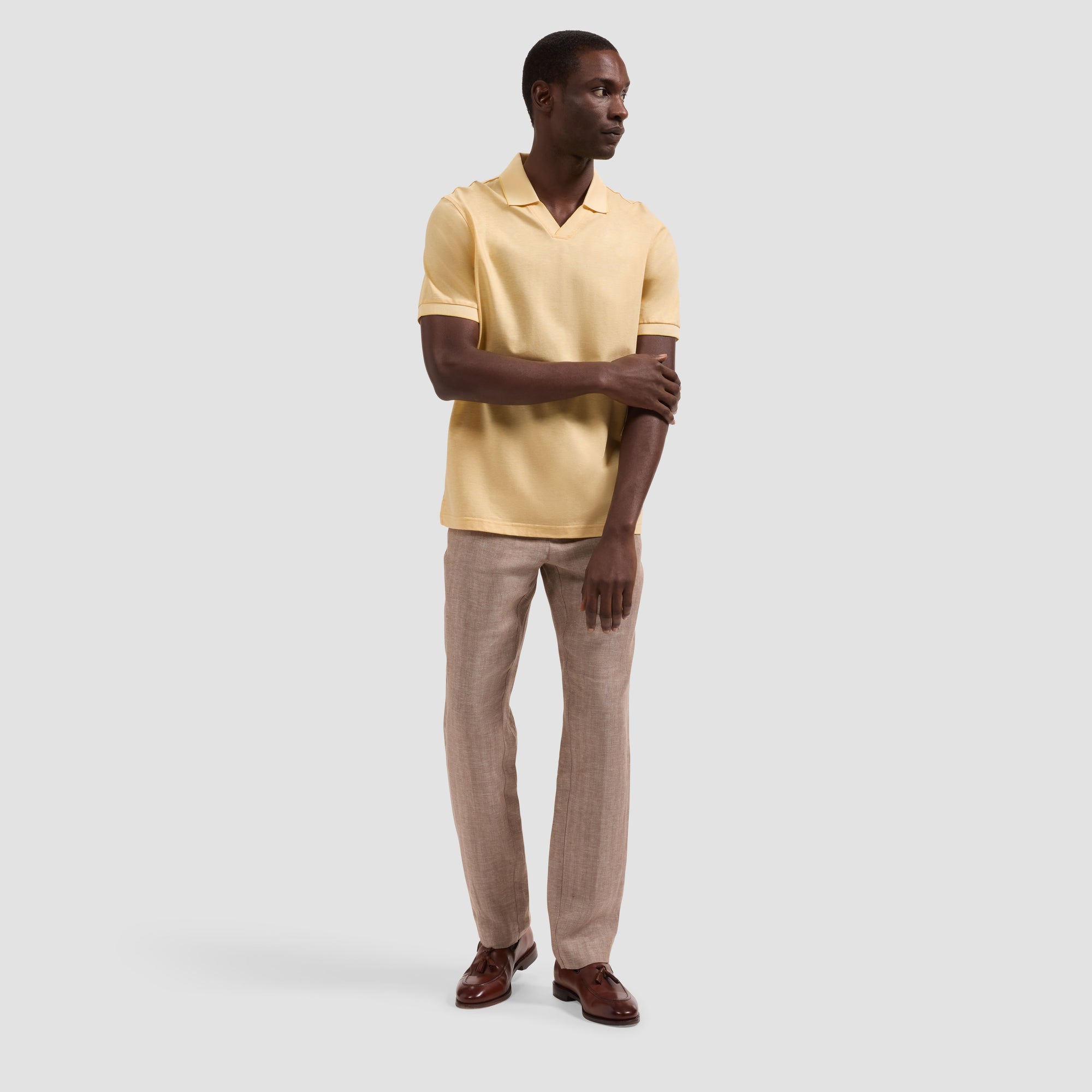Performance Micro Herringbone Johnny Collar Polo