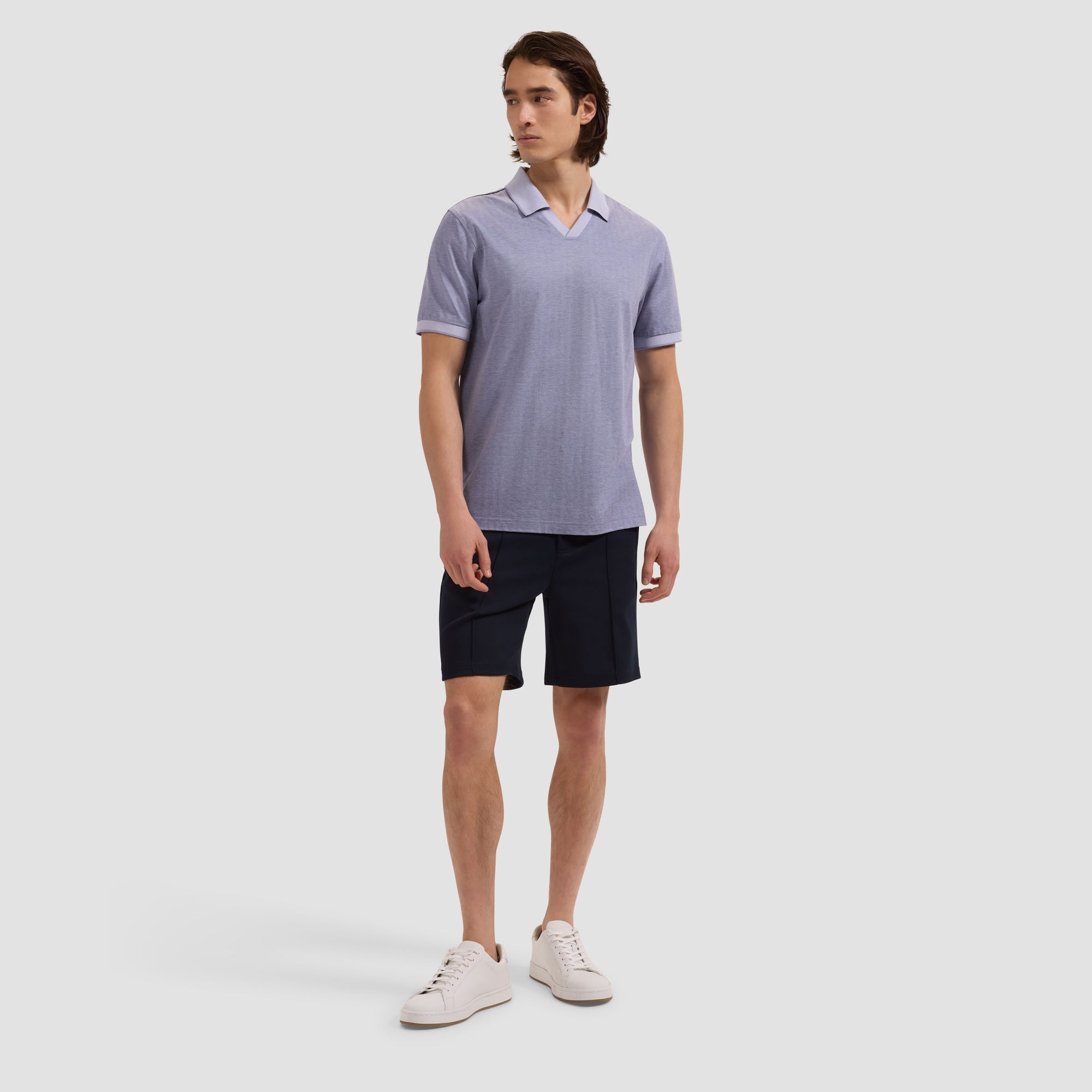 Performance Micro Herringbone Johnny Collar Polo