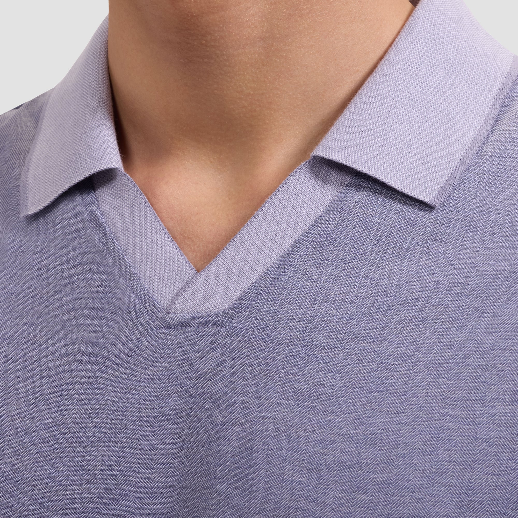 Performance Micro Herringbone Johnny Collar Polo