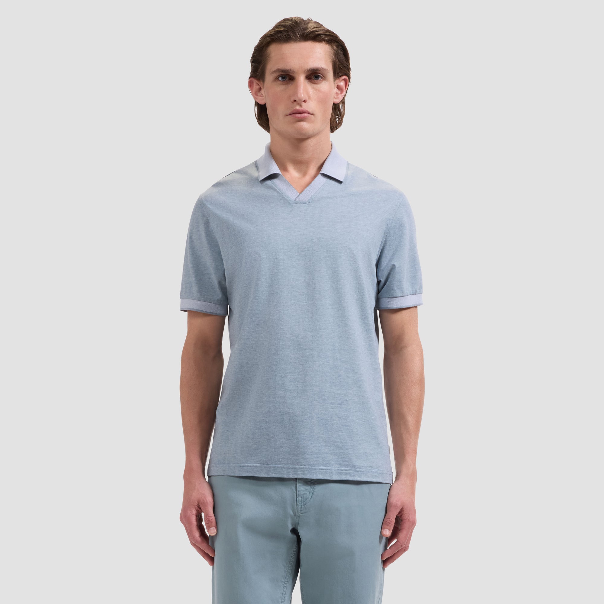 Performance Micro Herringbone Johnny Collar Polo