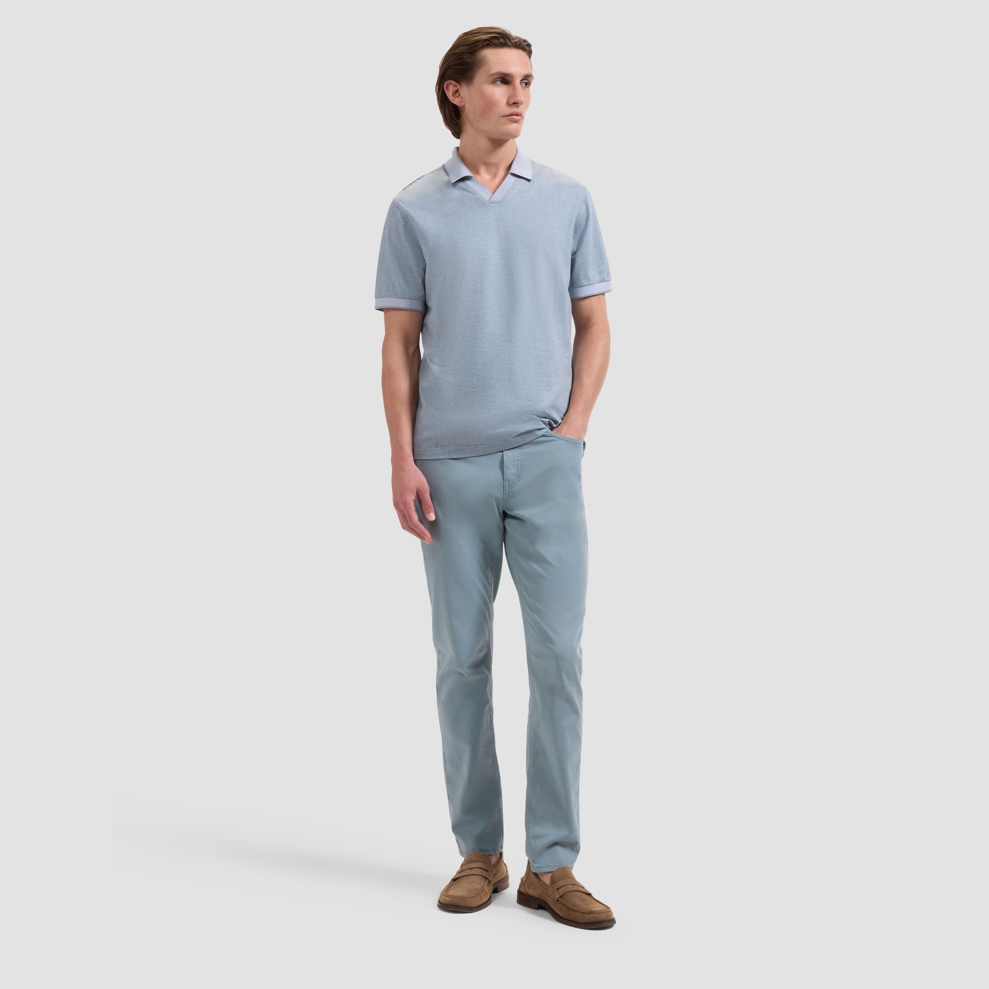 Performance Micro Herringbone Johnny Collar Polo