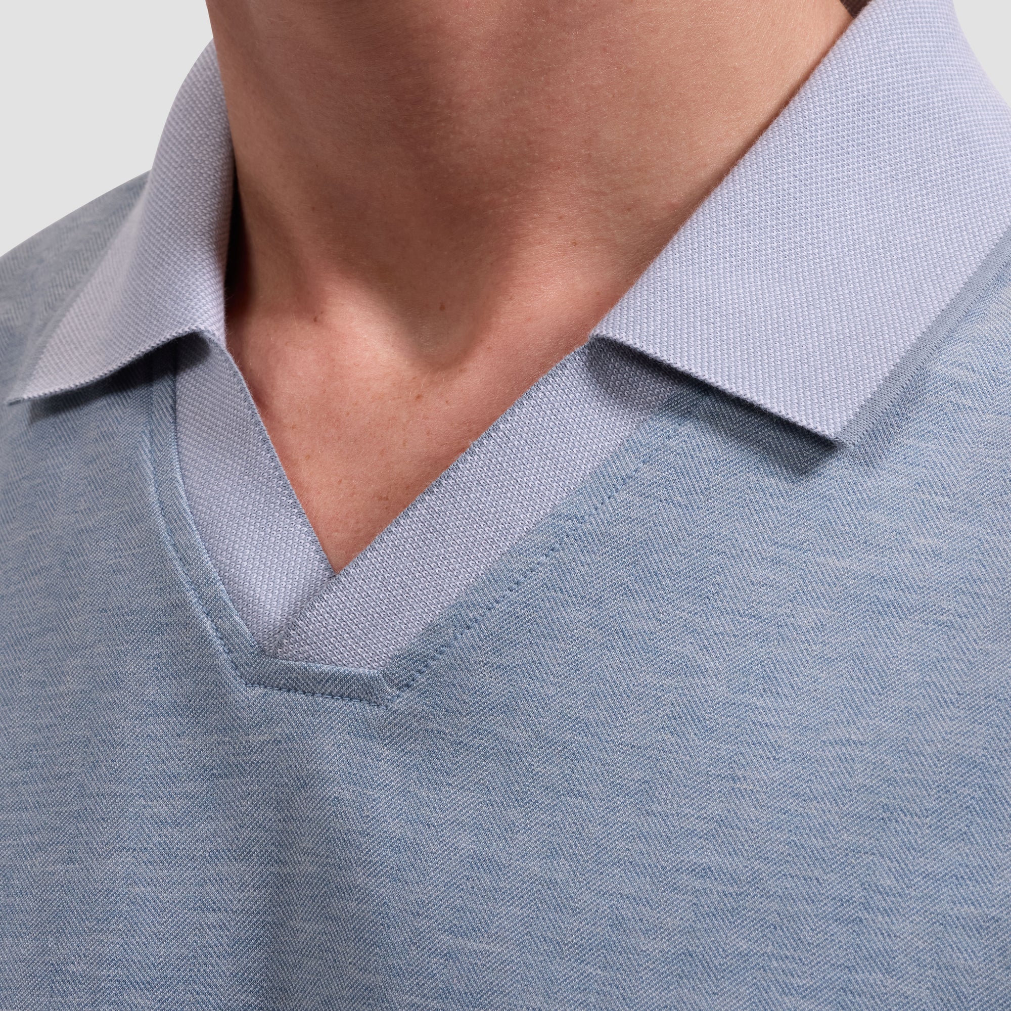 Performance Micro Herringbone Johnny Collar Polo