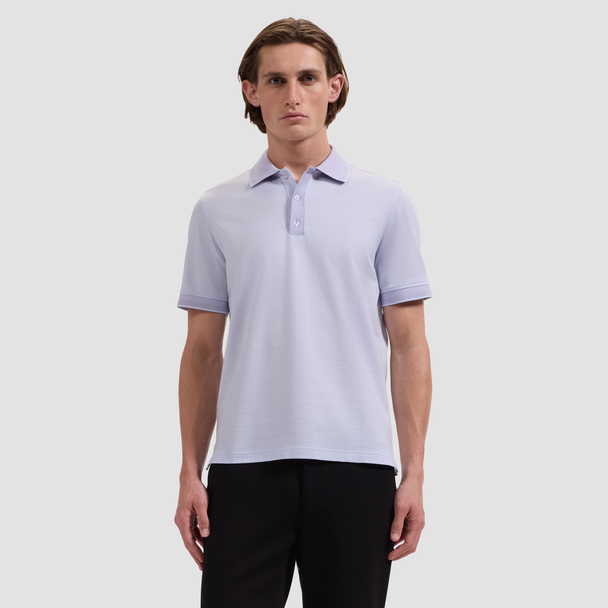 Jacquard Herringbone Three-Button Polo