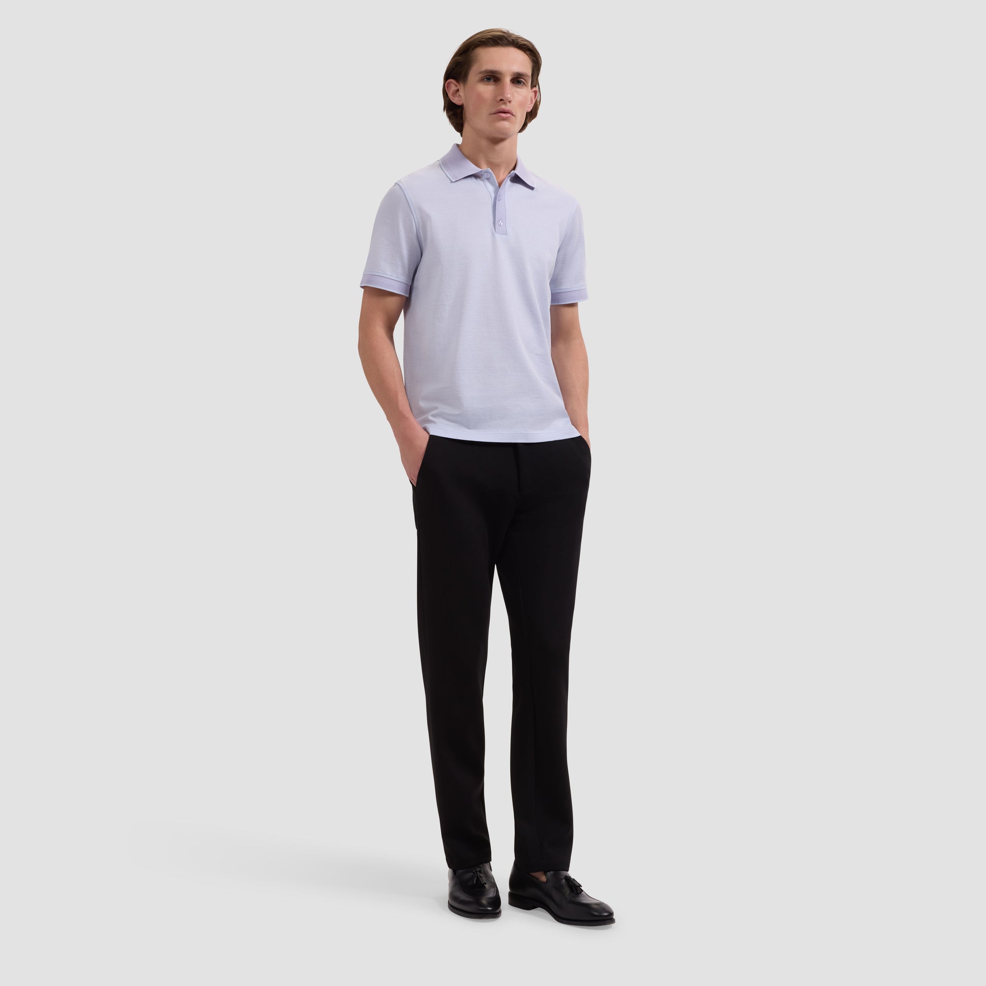 Jacquard Herringbone Three-Button Polo