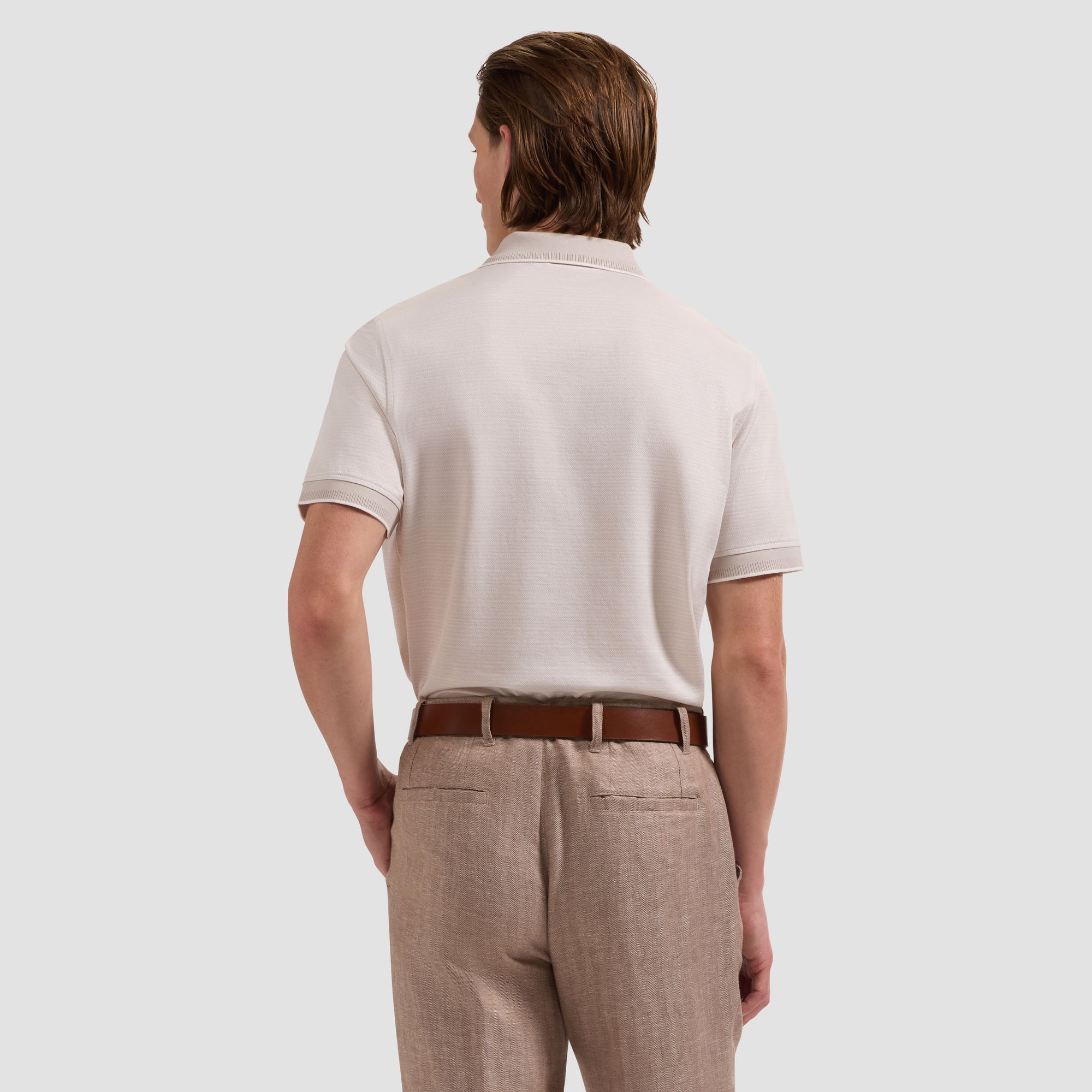Jacquard Herringbone Three-Button Polo