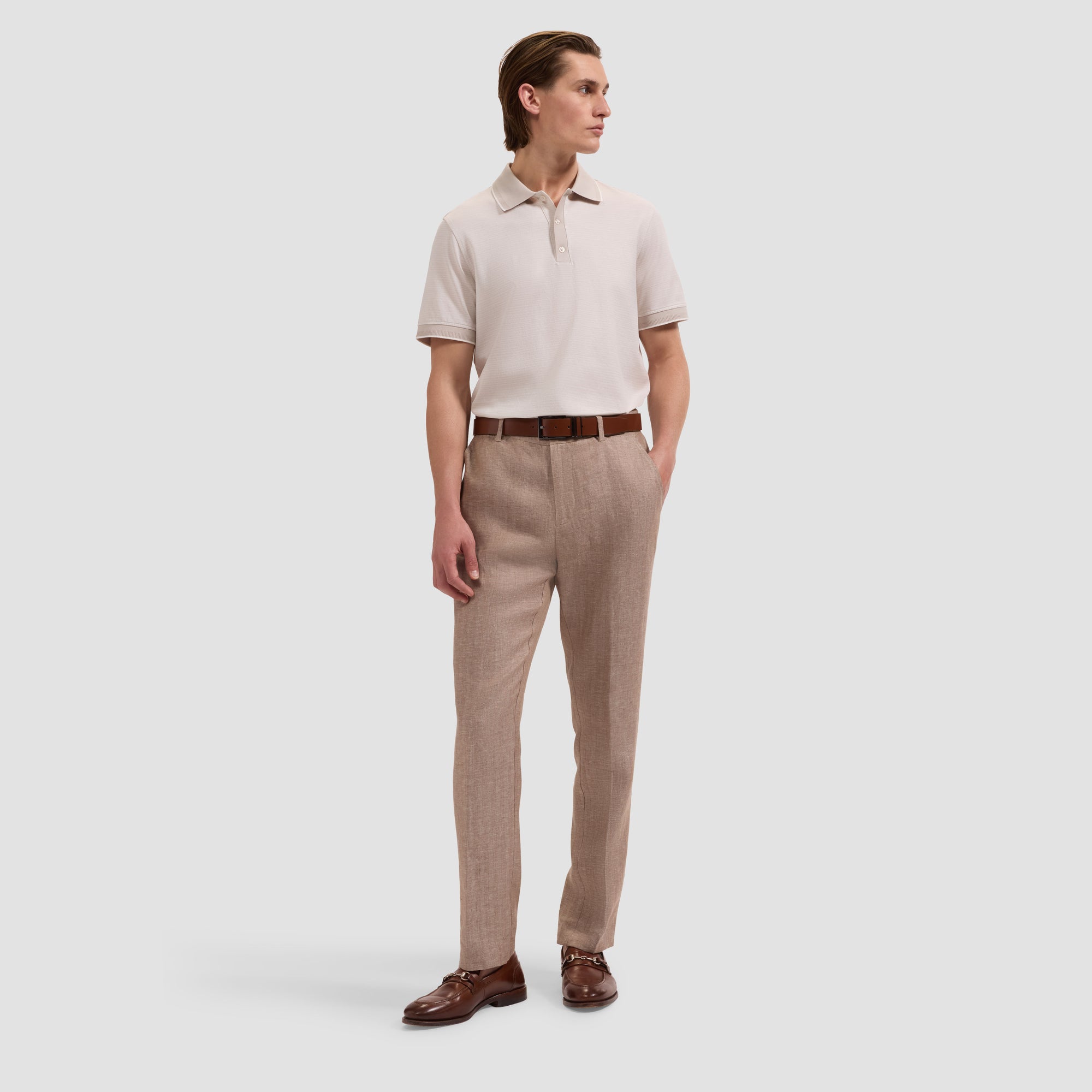 Jacquard Herringbone Three-Button Polo