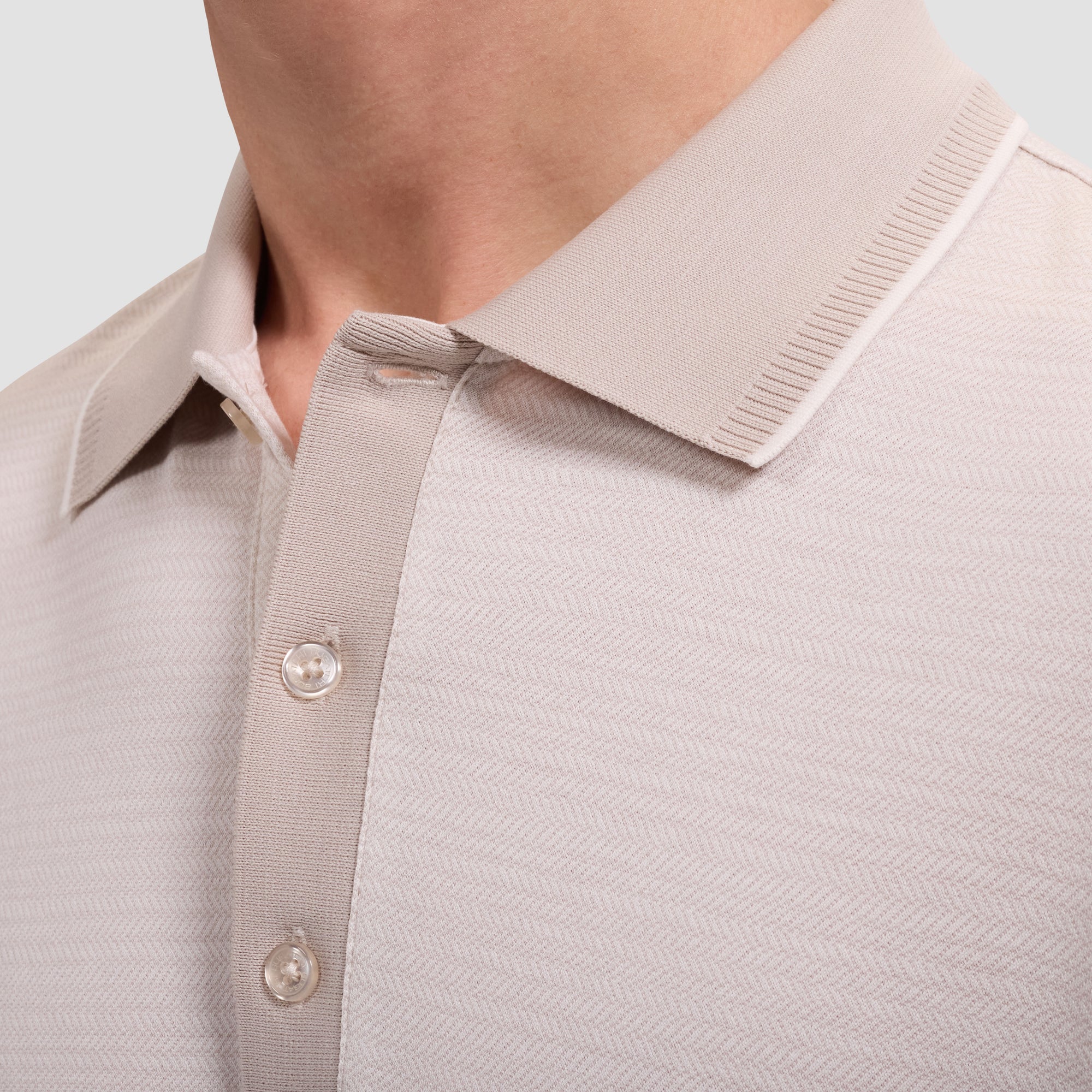 Jacquard Herringbone Three-Button Polo