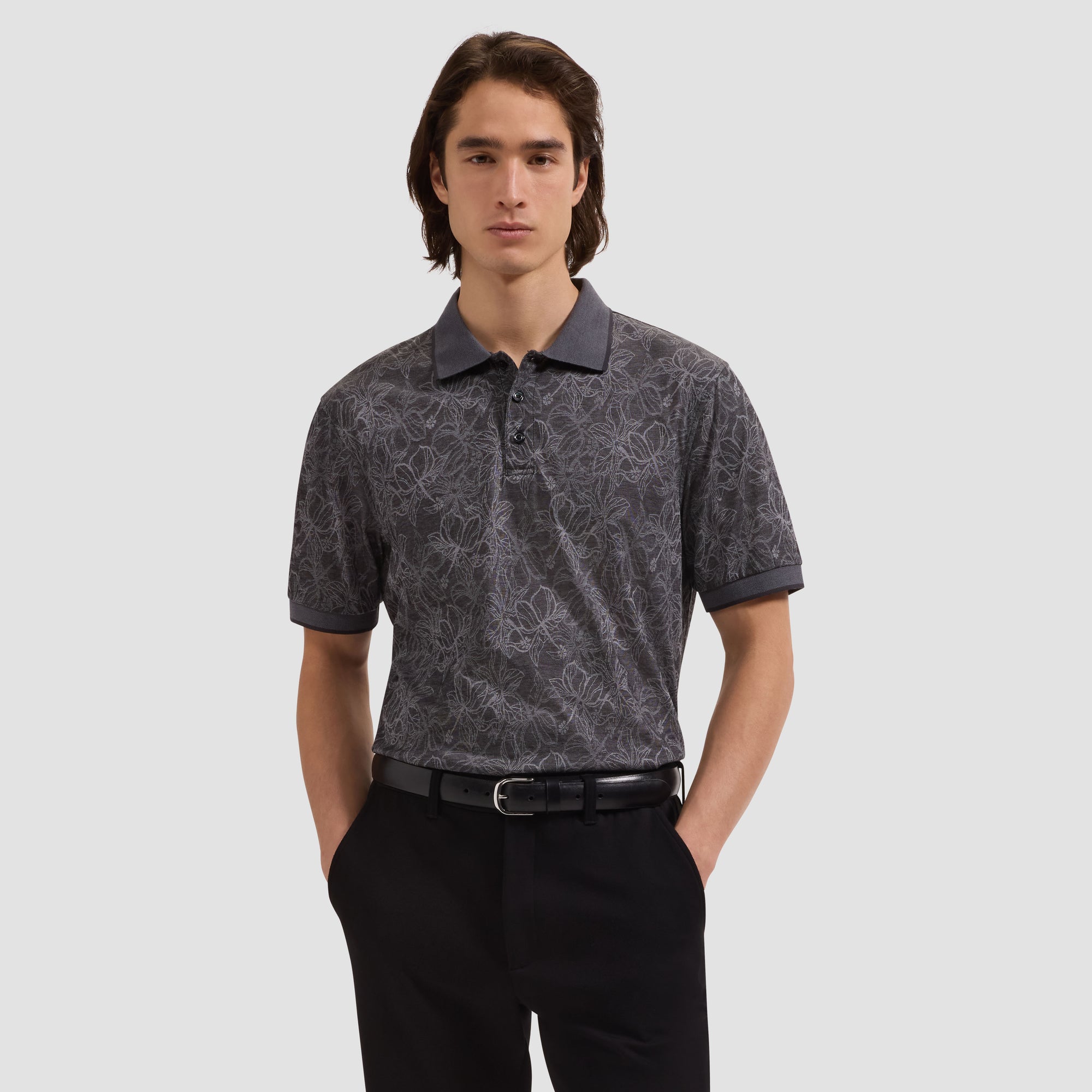 Performance Floral Three-Button Polo